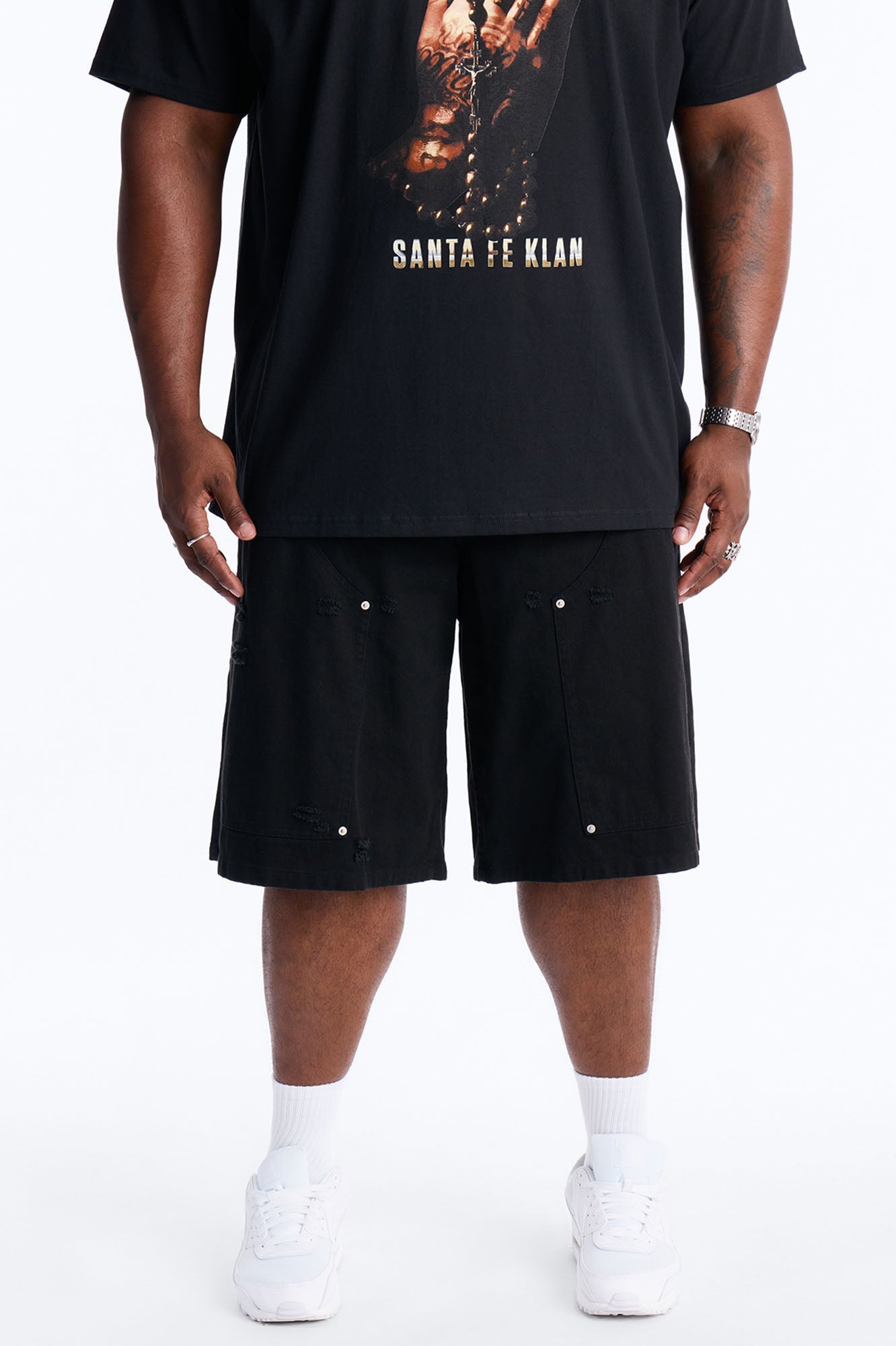 Baggy Mirage Zone Paneled Short - Black Fashion Nova