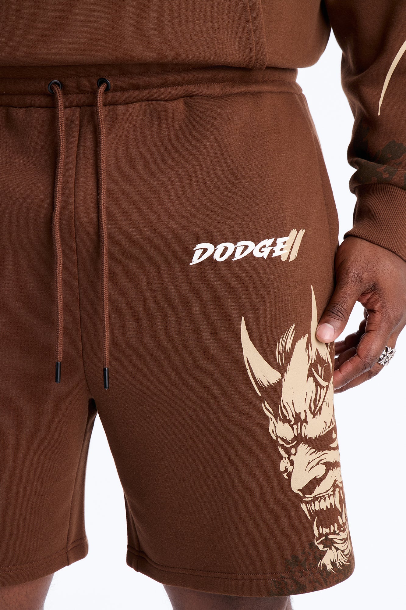 Dodge Demon Oni Mask Sweatshorts - Brown Fashion Nova