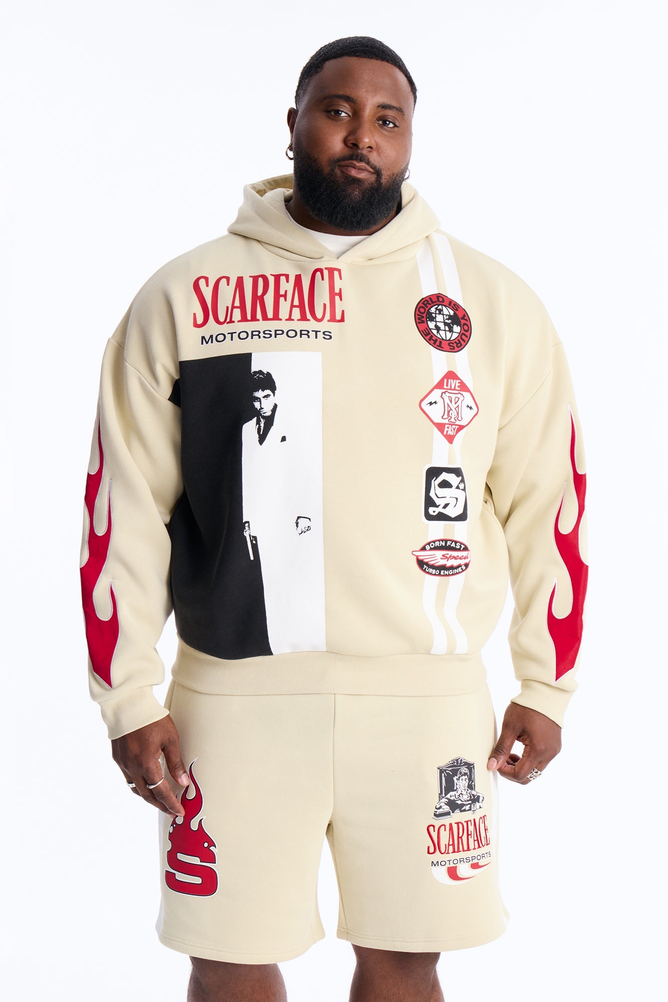 Scarface Embroidery Patch Hoodie - Khaki Fashion Nova
