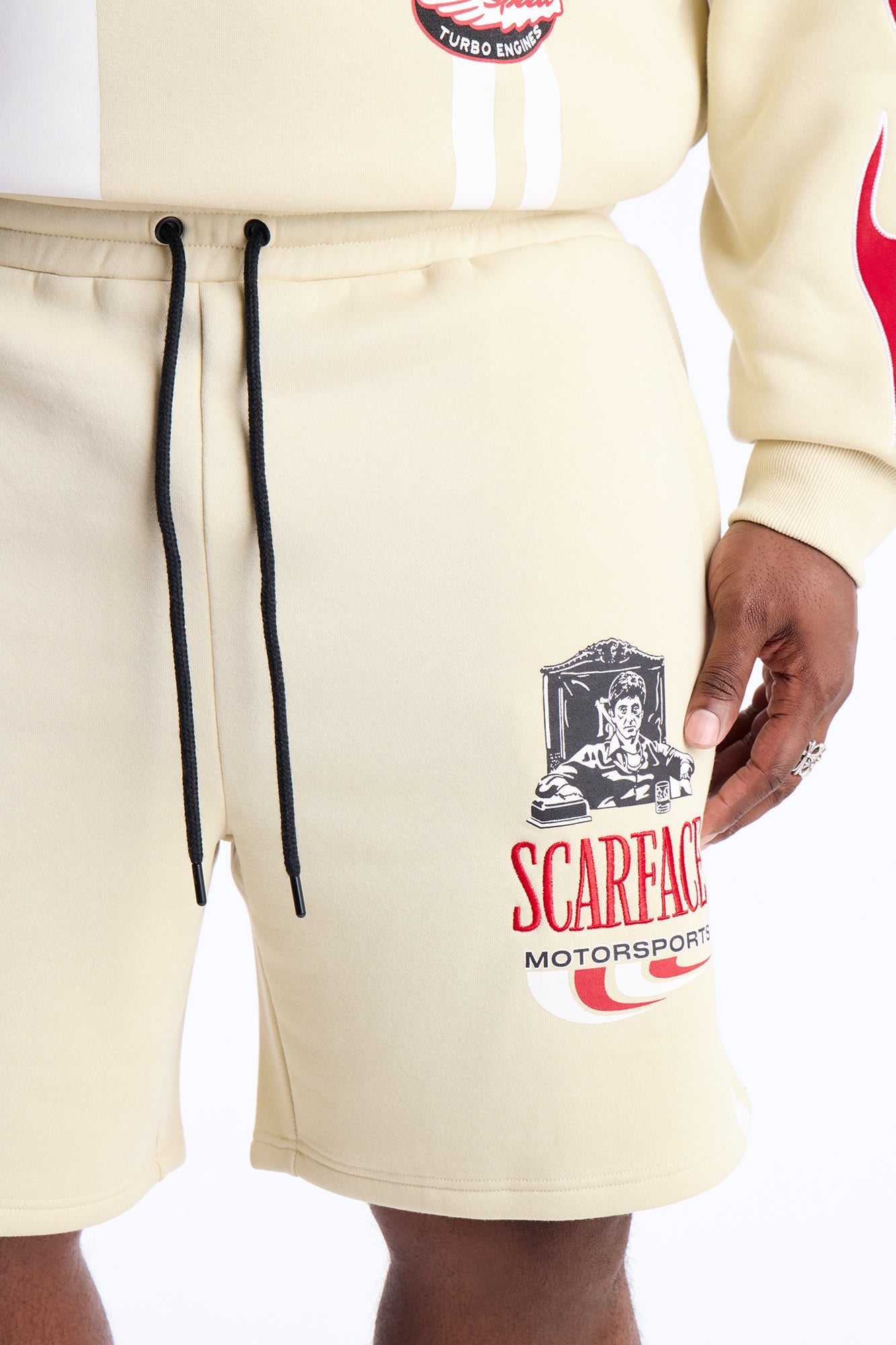 Scarface Embroidery Patch Sweatshorts - Khaki Fashion Nova