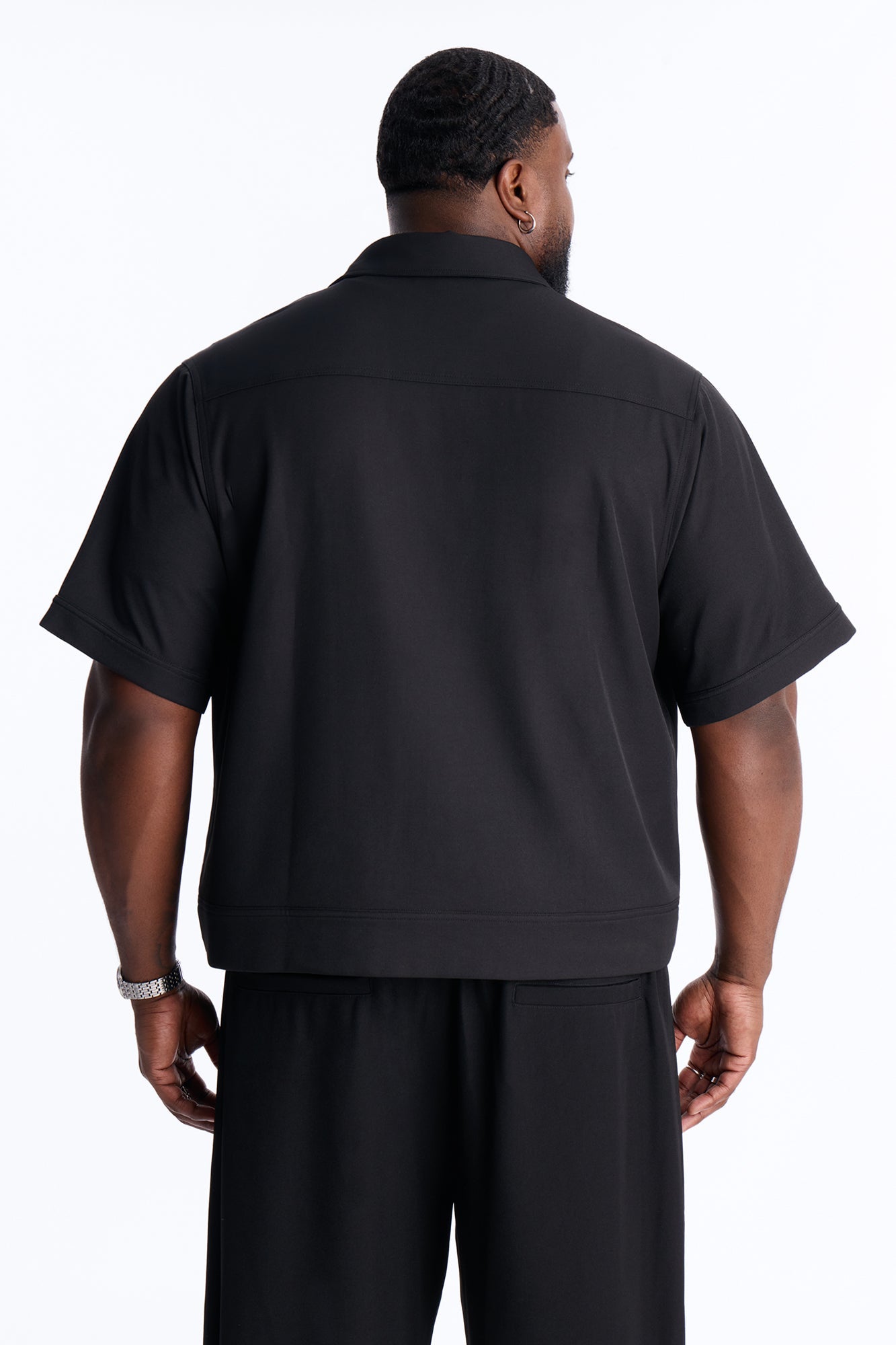 Pearl Paneled Utility Button Up Shirt - Black Fashion Nova