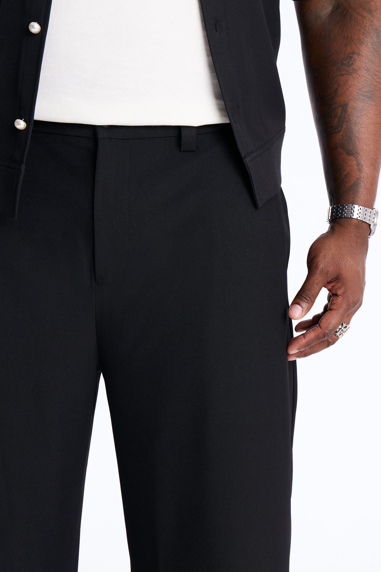 Baggy Side Pleated Panel Trouser - Black Fashion Nova