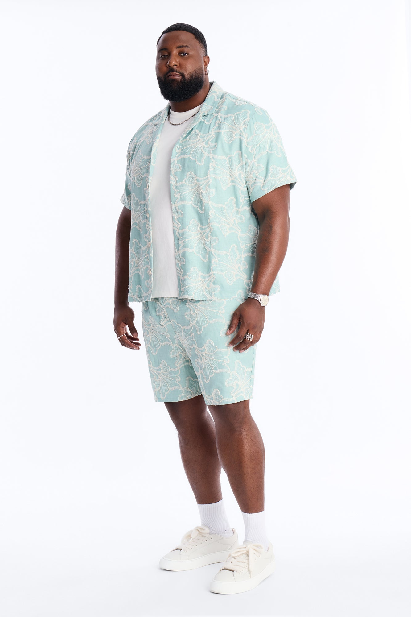 Coastal Drift Cuban Button Up Shirt - Mint Fashion Nova