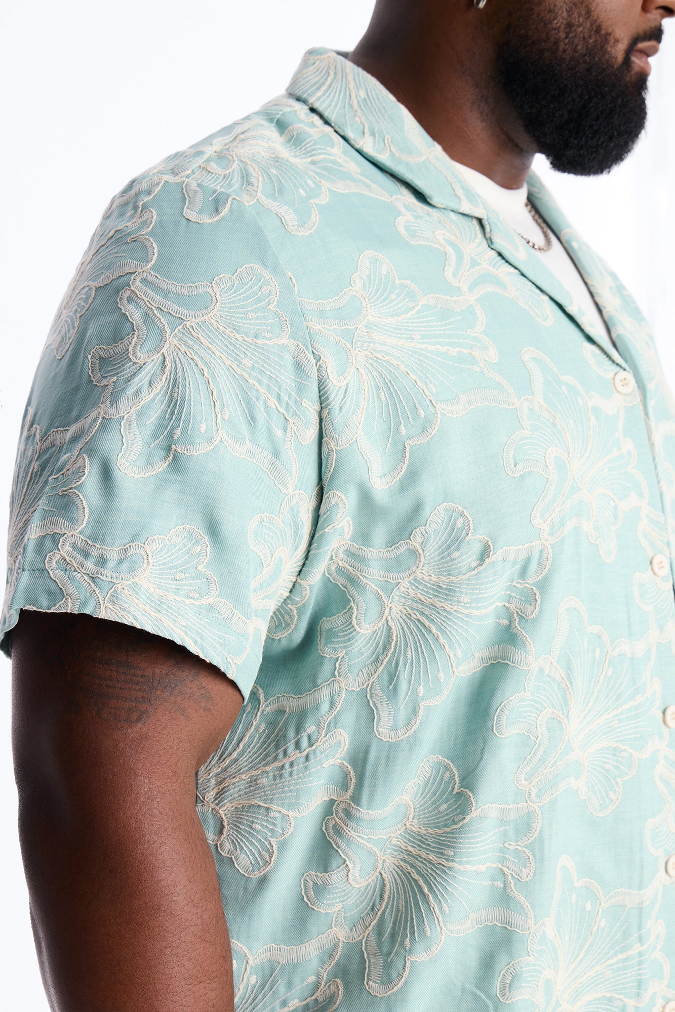 Coastal Drift Cuban Button Up Shirt - Mint Fashion Nova