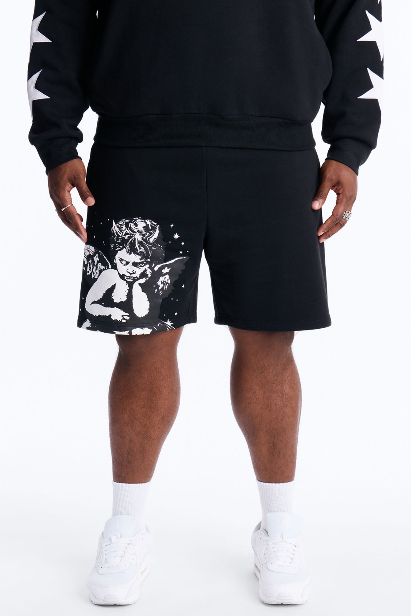 Menace Sent Embroidery Sweatshorts - Black Fashion Nova