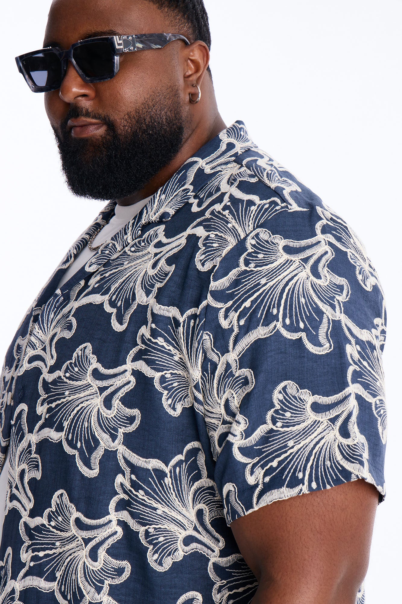 Coastal Drift Cuban Button Up Shirt - Navy Fashion Nova