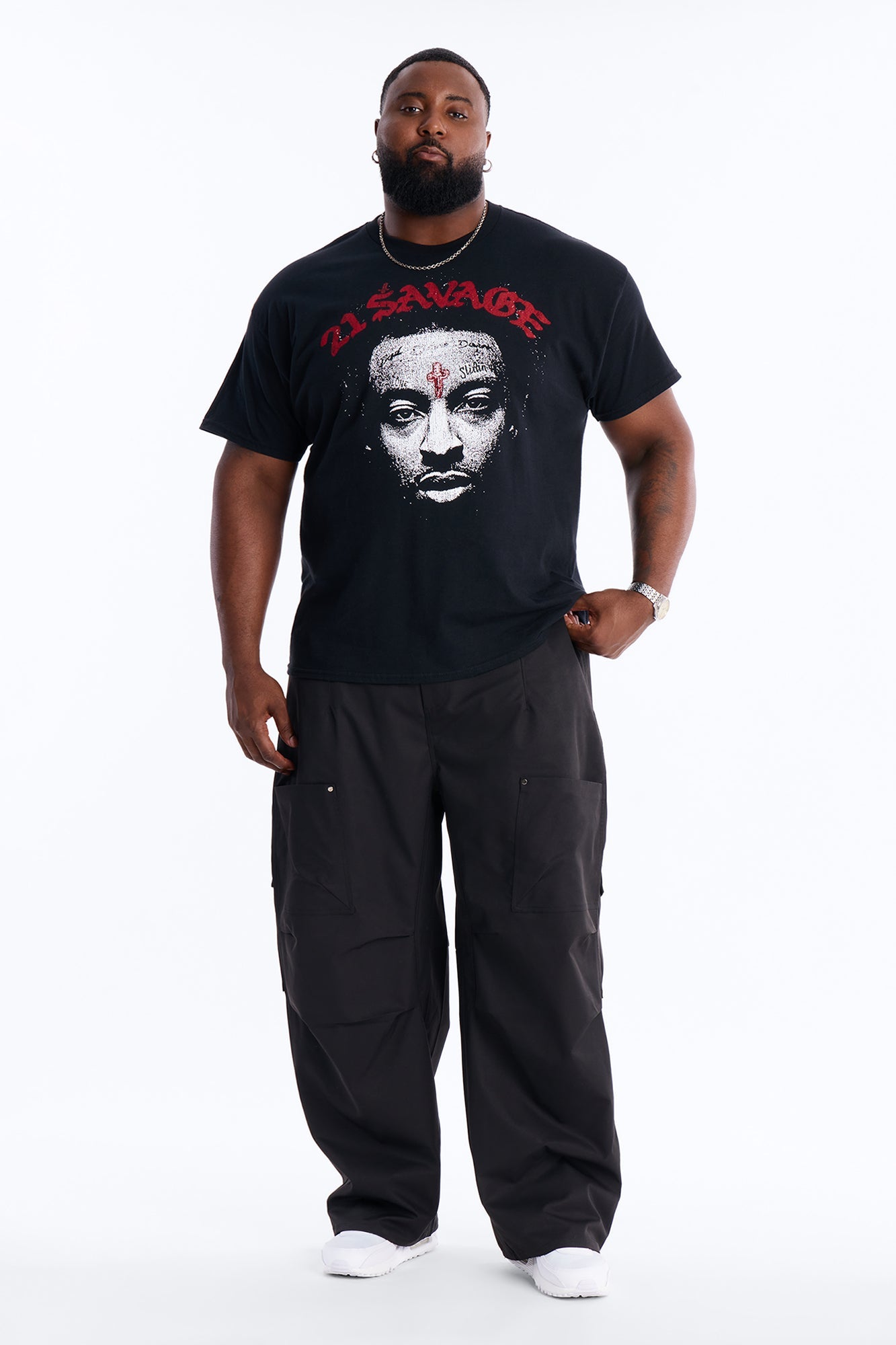 21 Savage Distressed Short Sleeve Tee - Black Fashion Nova