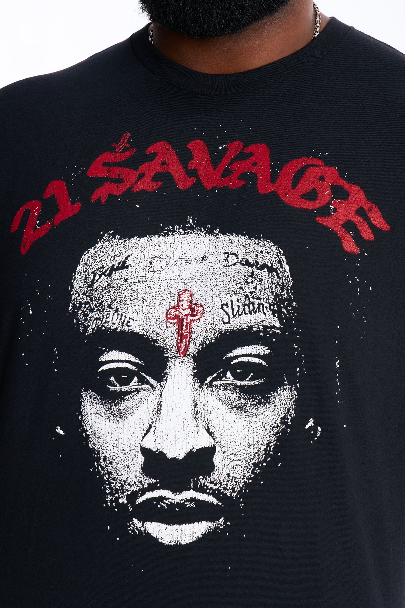 21 Savage Distressed Short Sleeve Tee - Black Fashion Nova