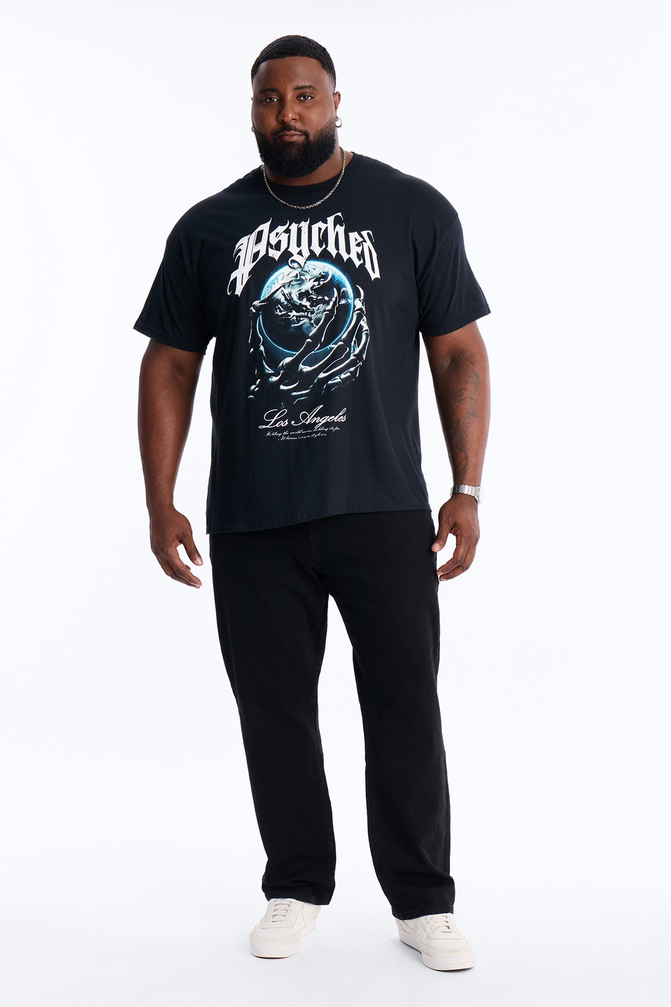 Psyched Worldwide Short Sleeve Tee - Black Fashion Nova