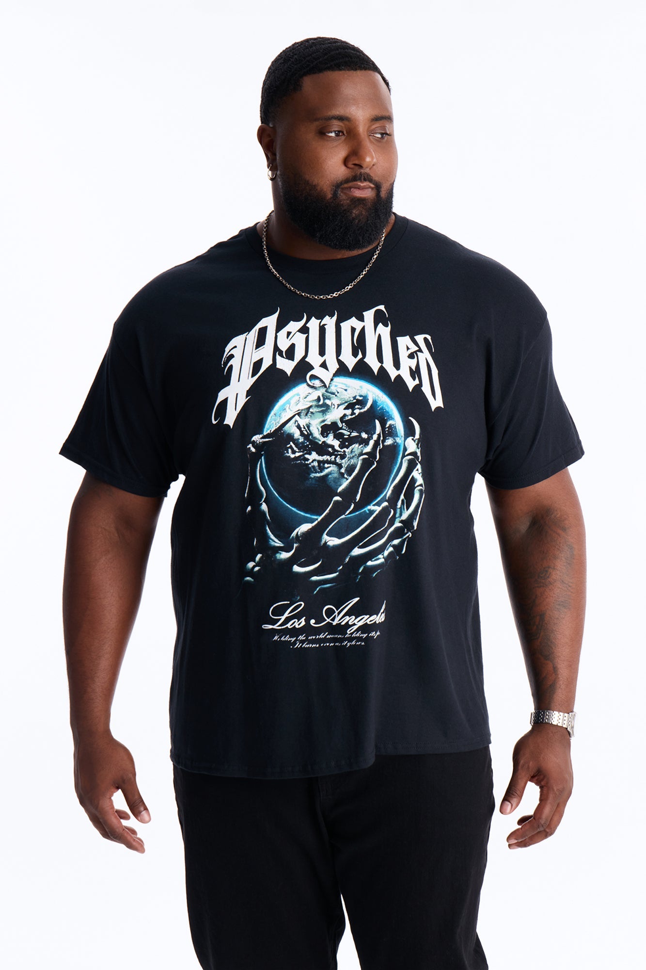 Psyched Worldwide Short Sleeve Tee - Black Fashion Nova