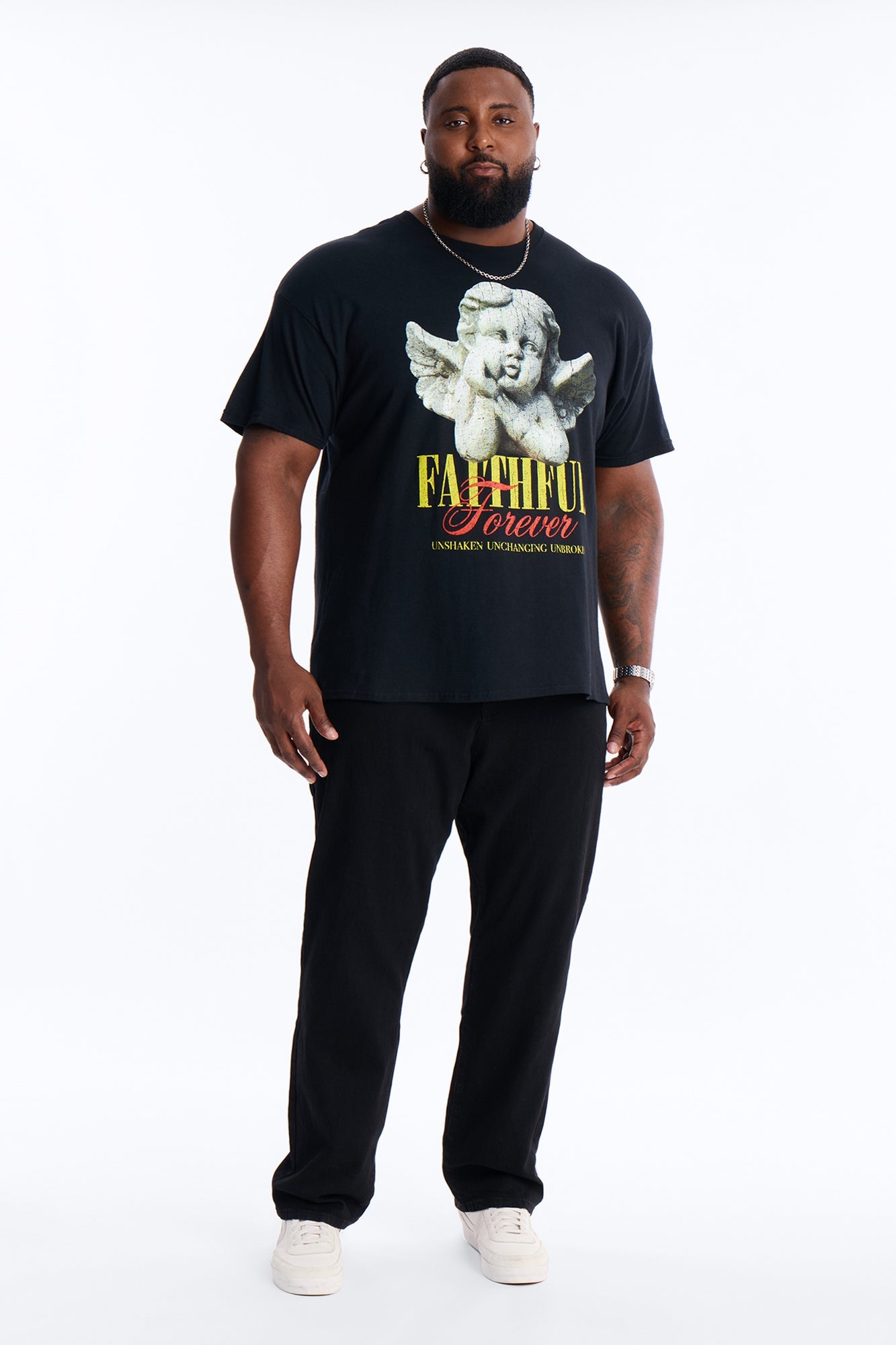 Faithful Forever Angel Short Sleeve Tee - Black Fashion Nova