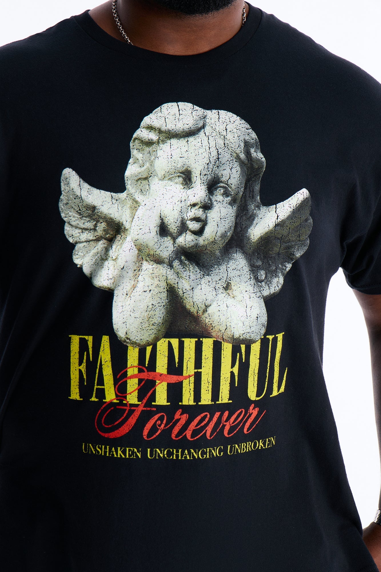 Faithful Forever Angel Short Sleeve Tee - Black Fashion Nova