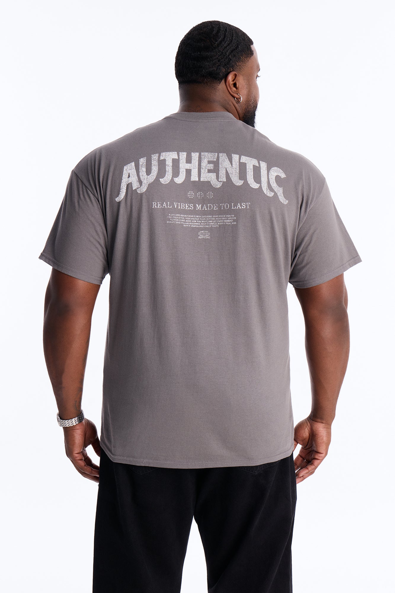 Authentic Vibes Short Sleeve Tee - Charcoal Fashion Nova
