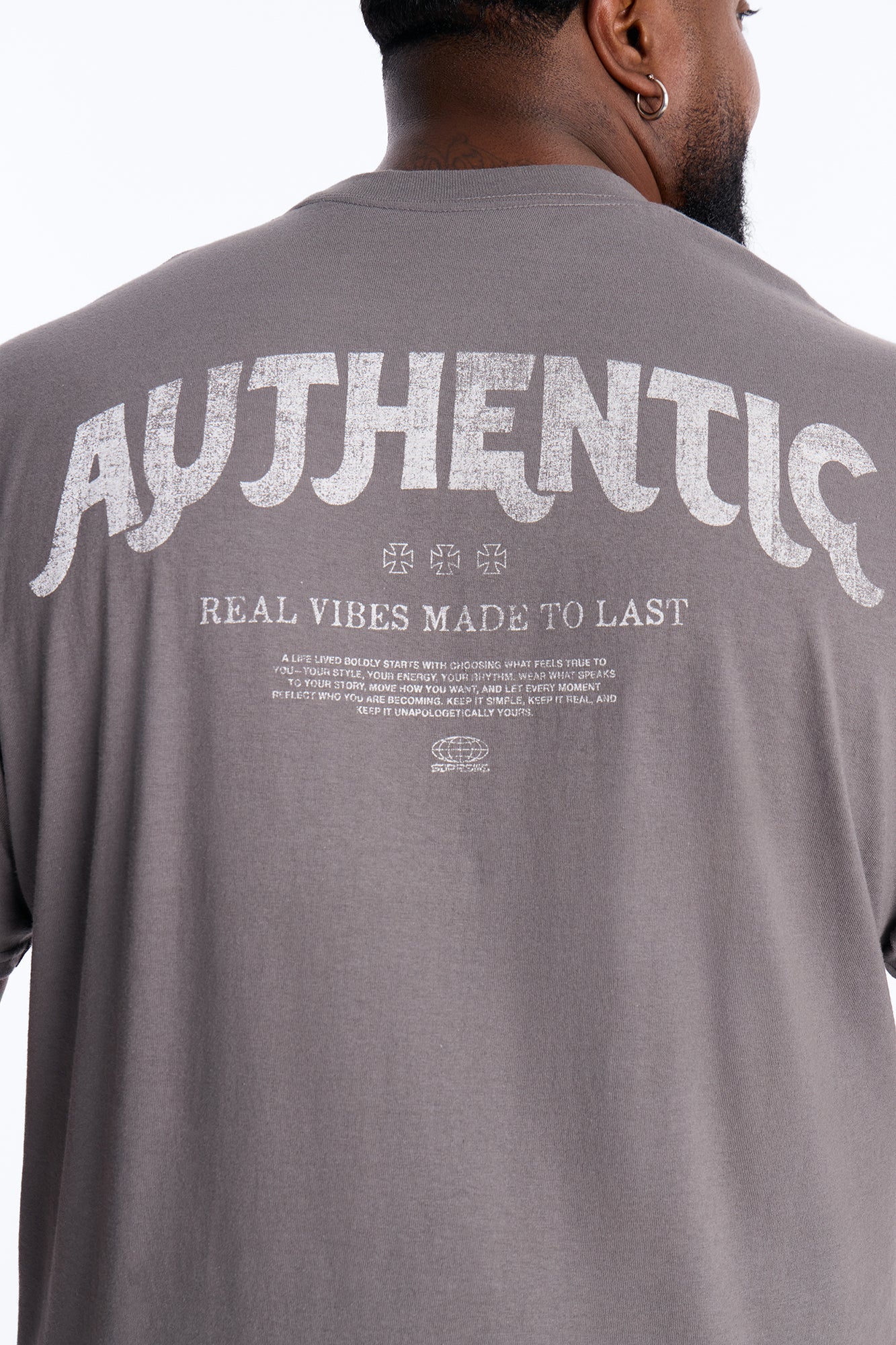 Authentic Vibes Short Sleeve Tee - Charcoal Fashion Nova