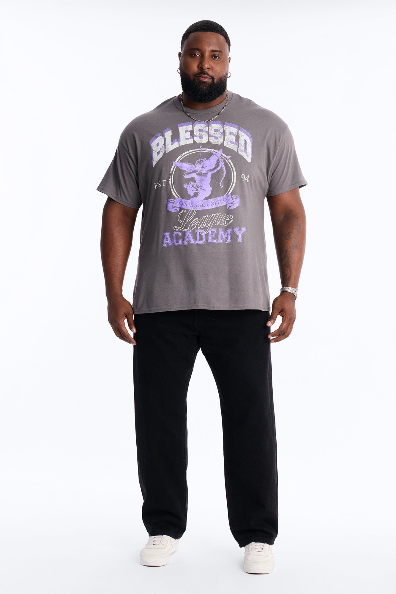 Blessed Academy Short Sleeve Tee - Charcoal Fashion Nova