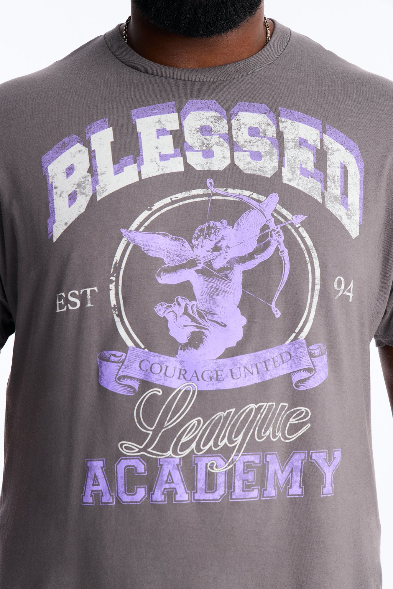 Blessed Academy Short Sleeve Tee - Charcoal Fashion Nova