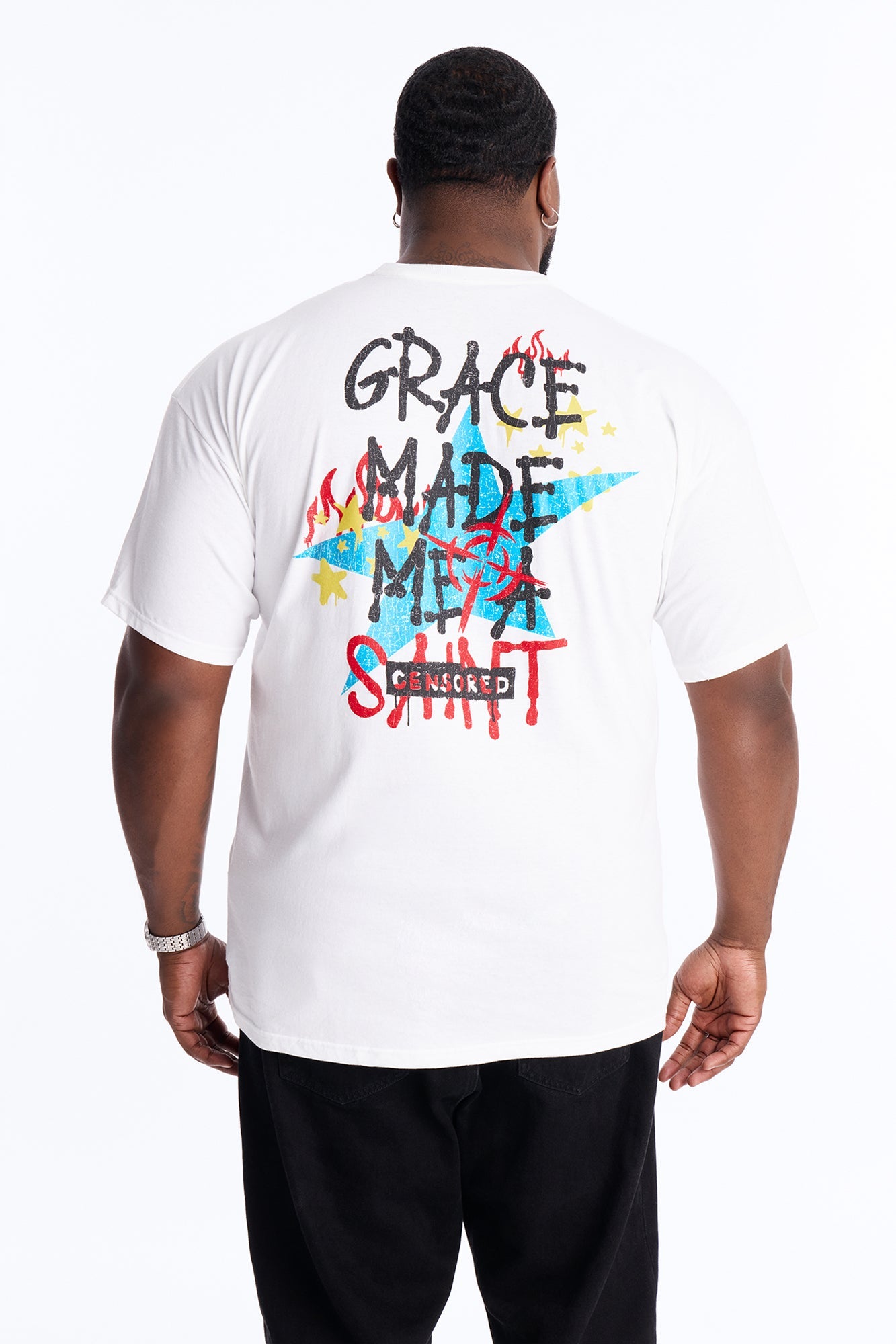Grace Made Me A Saint Short Sleeve Tee - White Fashion Nova