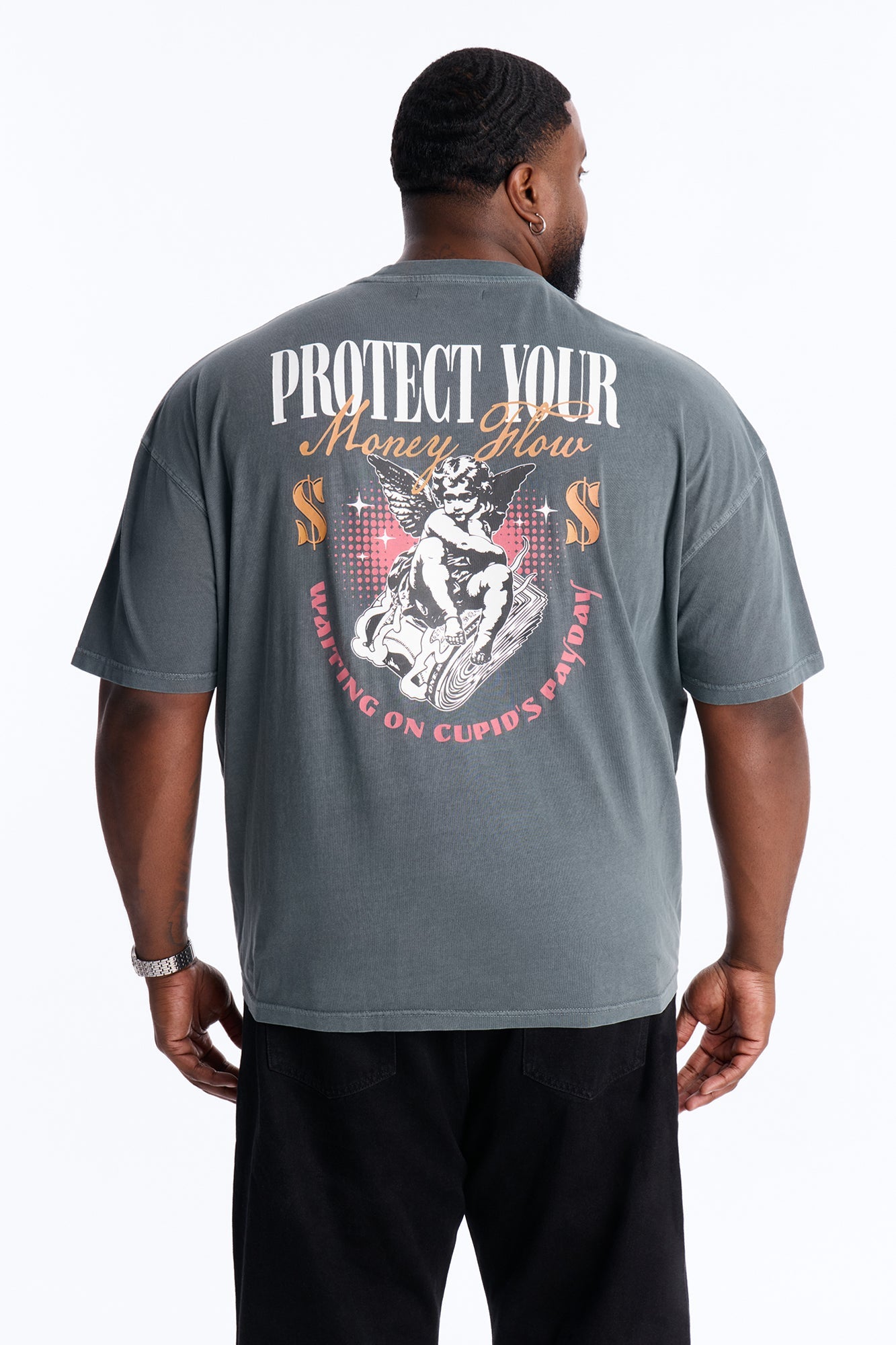Protect Your Money Flow Oversized Short Sleeve Tee - Grey Fashion Nova
