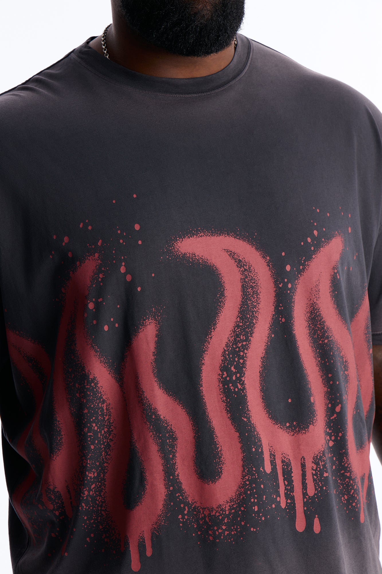 Flaming Outline Short Sleeve Tee - Black Fashion Nova