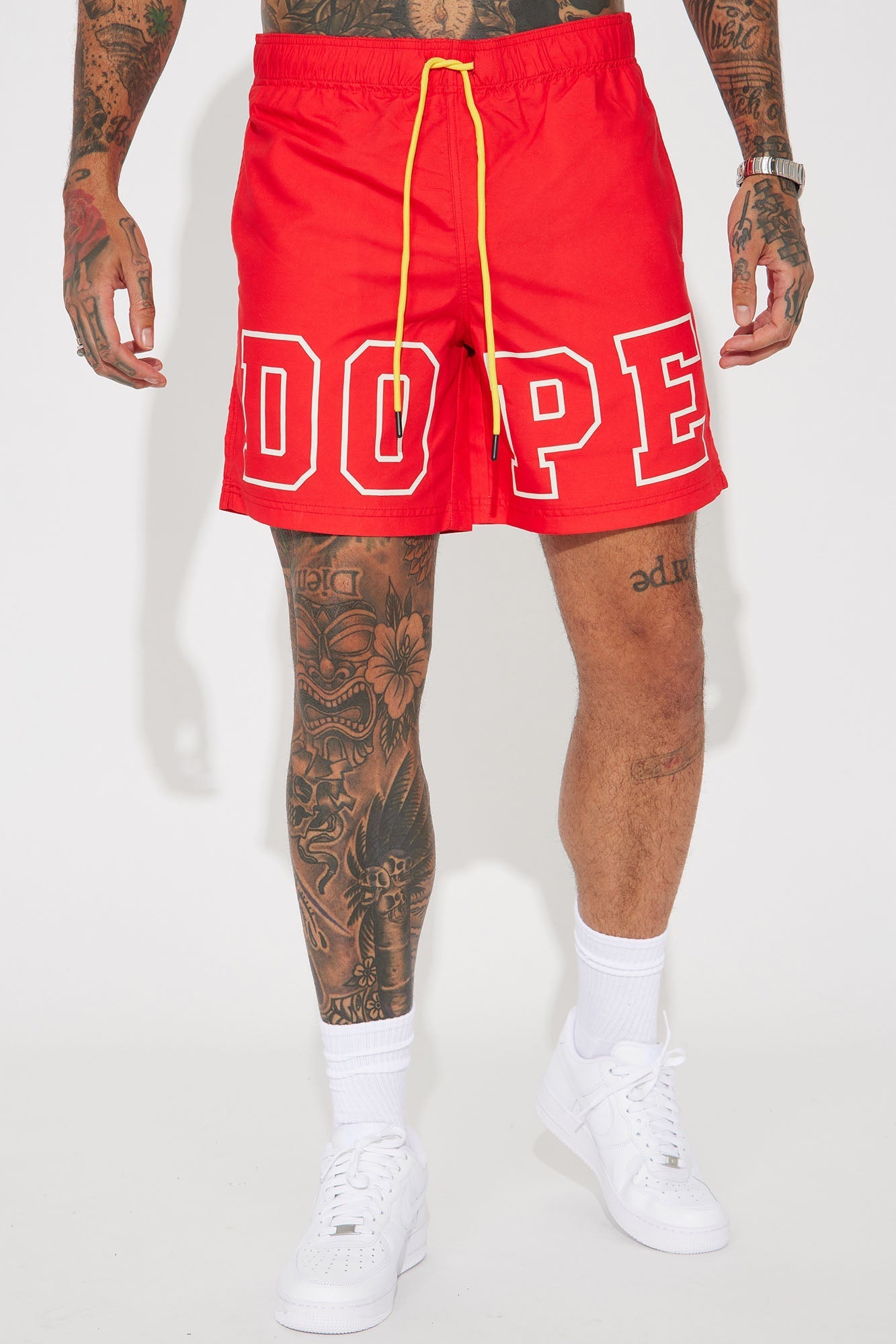 It's Dope Swim Trunk 7″ - Red Fashion Nova