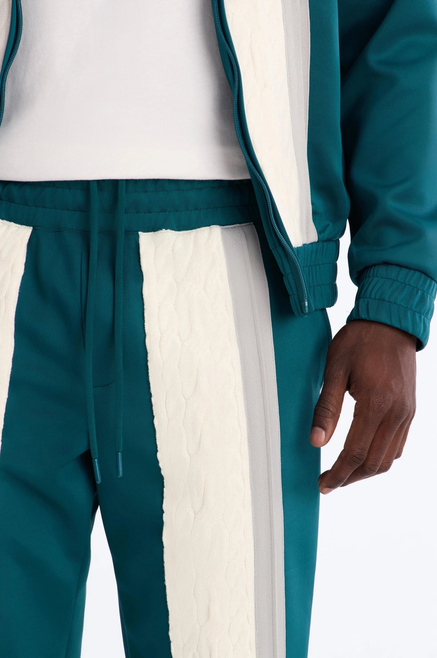 Straight Contrast Panel Knitted Track Pant - Teal Fashion Nova