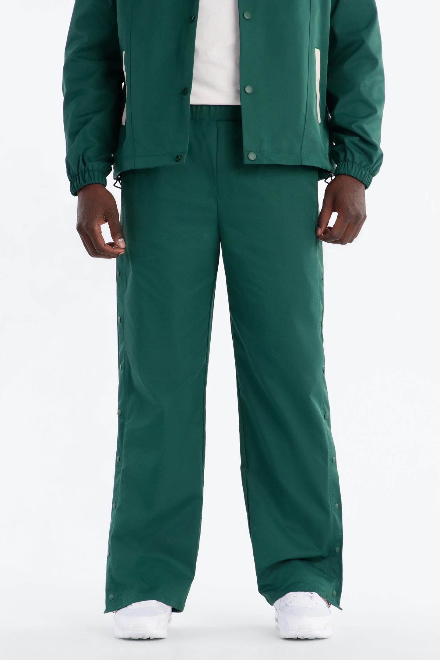 Straight Button Detailed Contrast Panel Pant - Green Fashion Nova