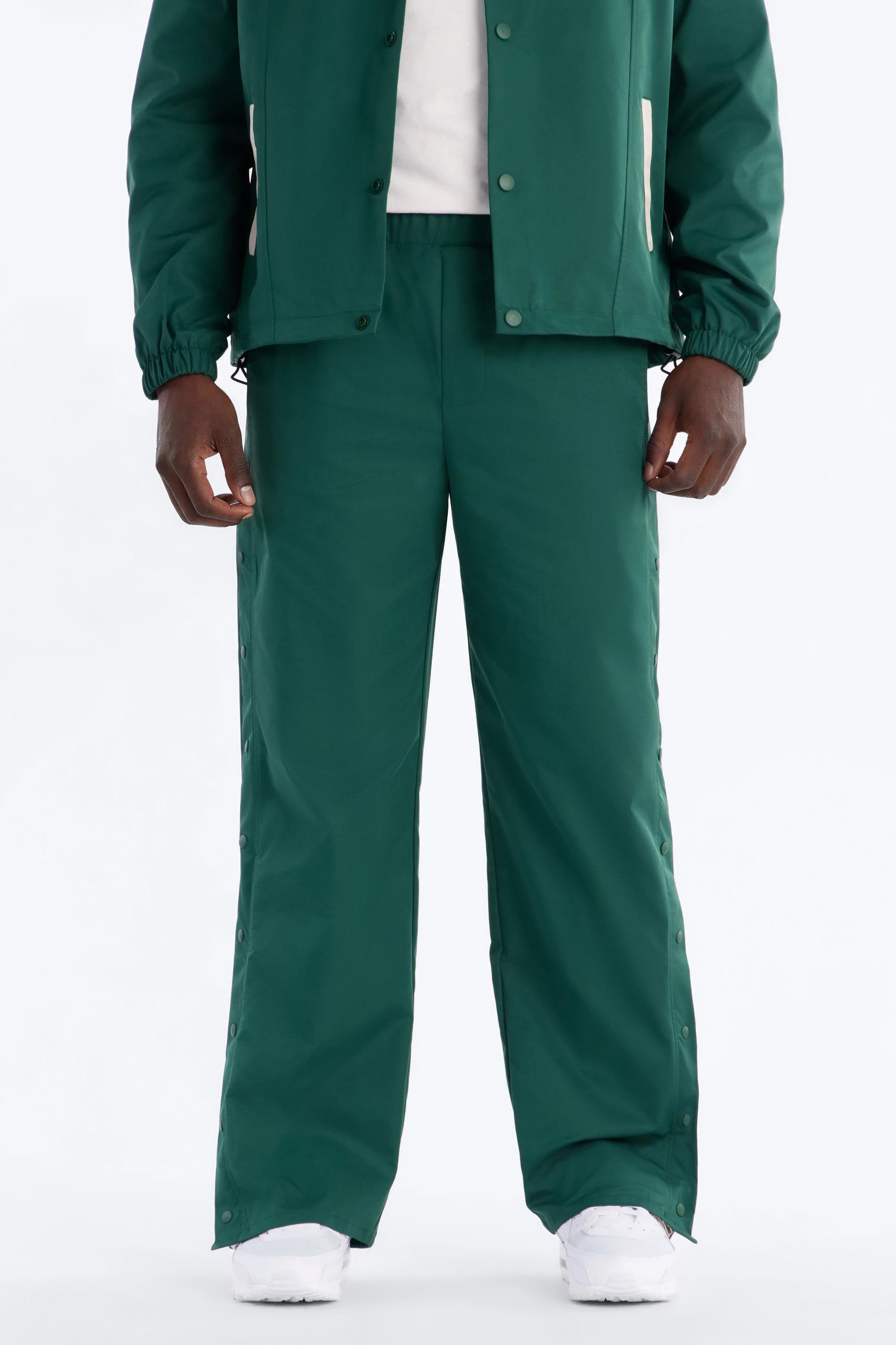 Straight Button Detailed Contrast Panel Pant - Green Fashion Nova
