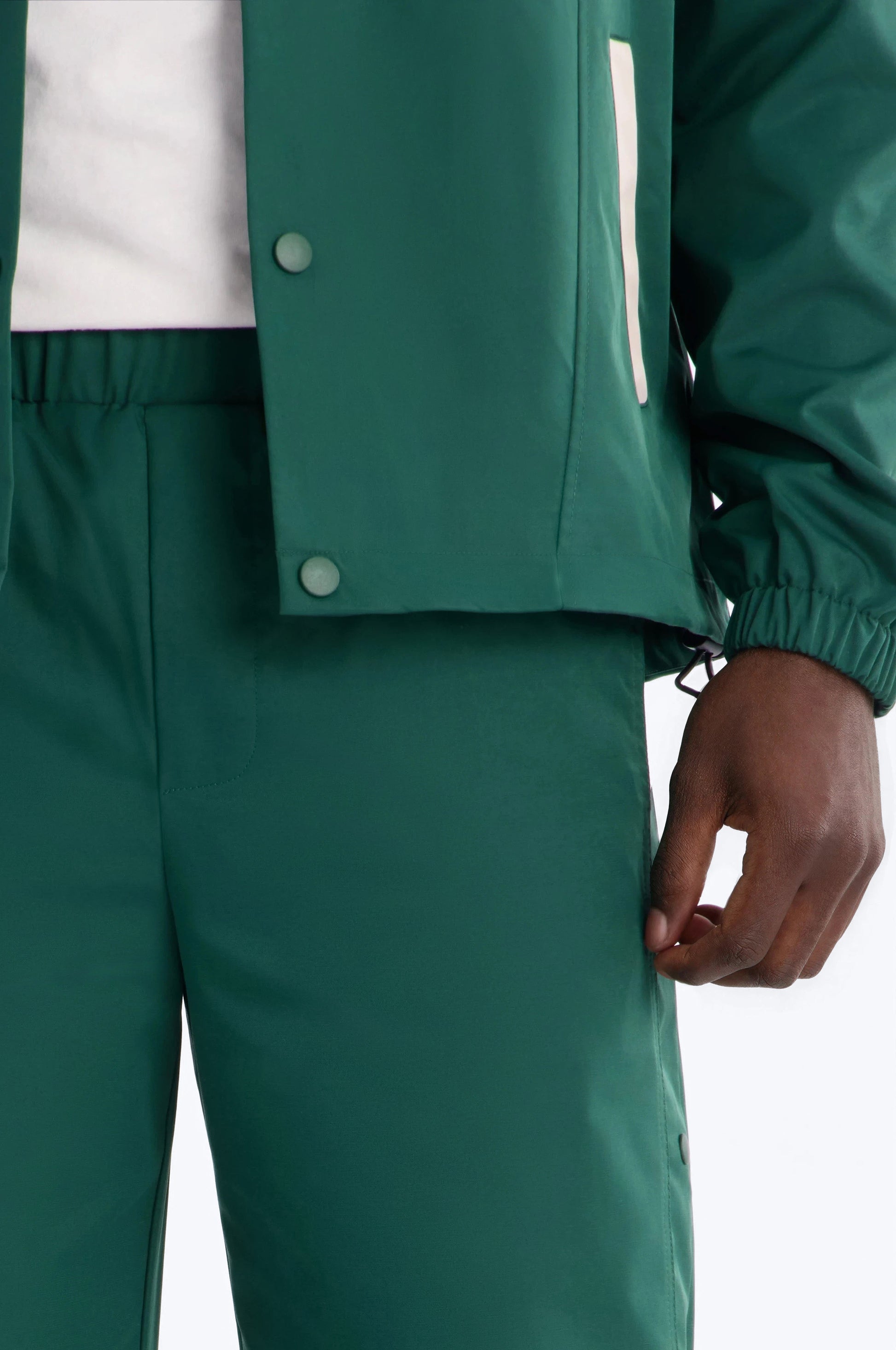 Straight Button Detailed Contrast Panel Pant - Green Fashion Nova