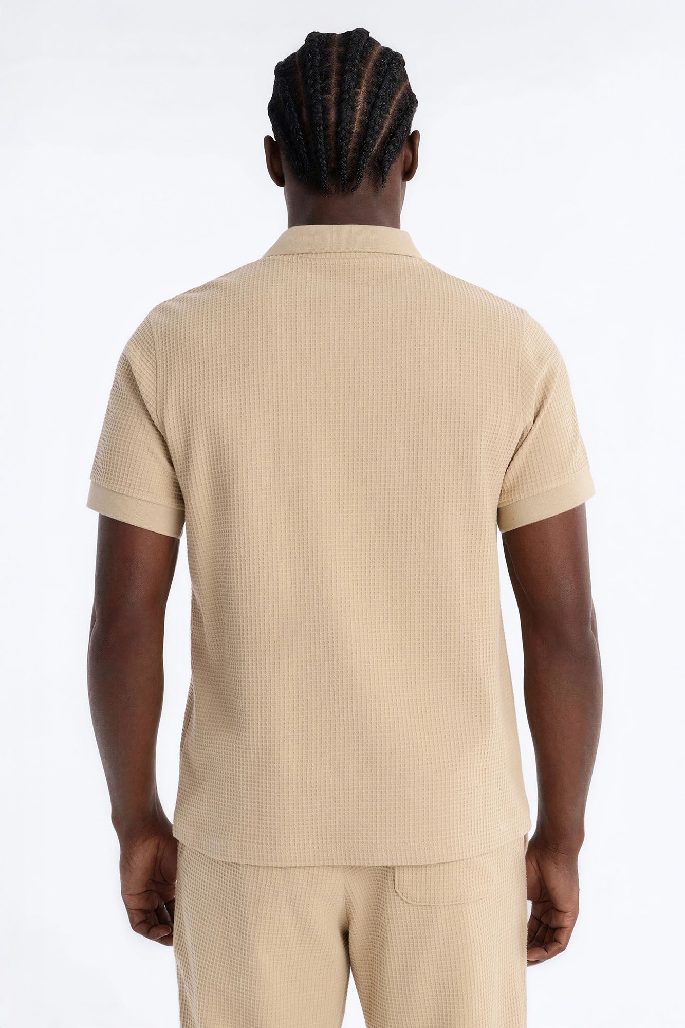 Culver City Waffle Knit Polo - Stone Fashion Nova