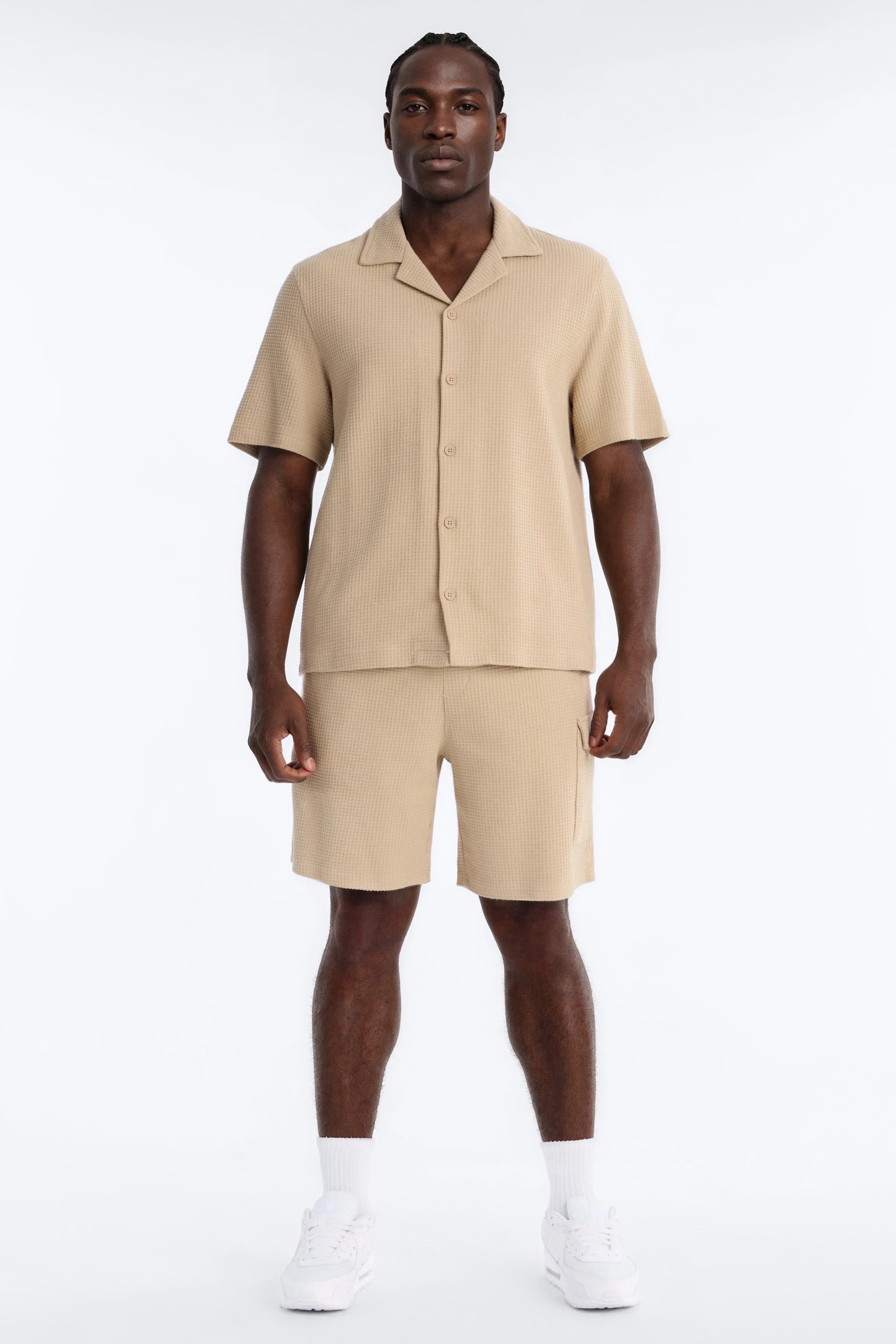 Culver City Waffle Knit Button Up - Stone Fashion Nova