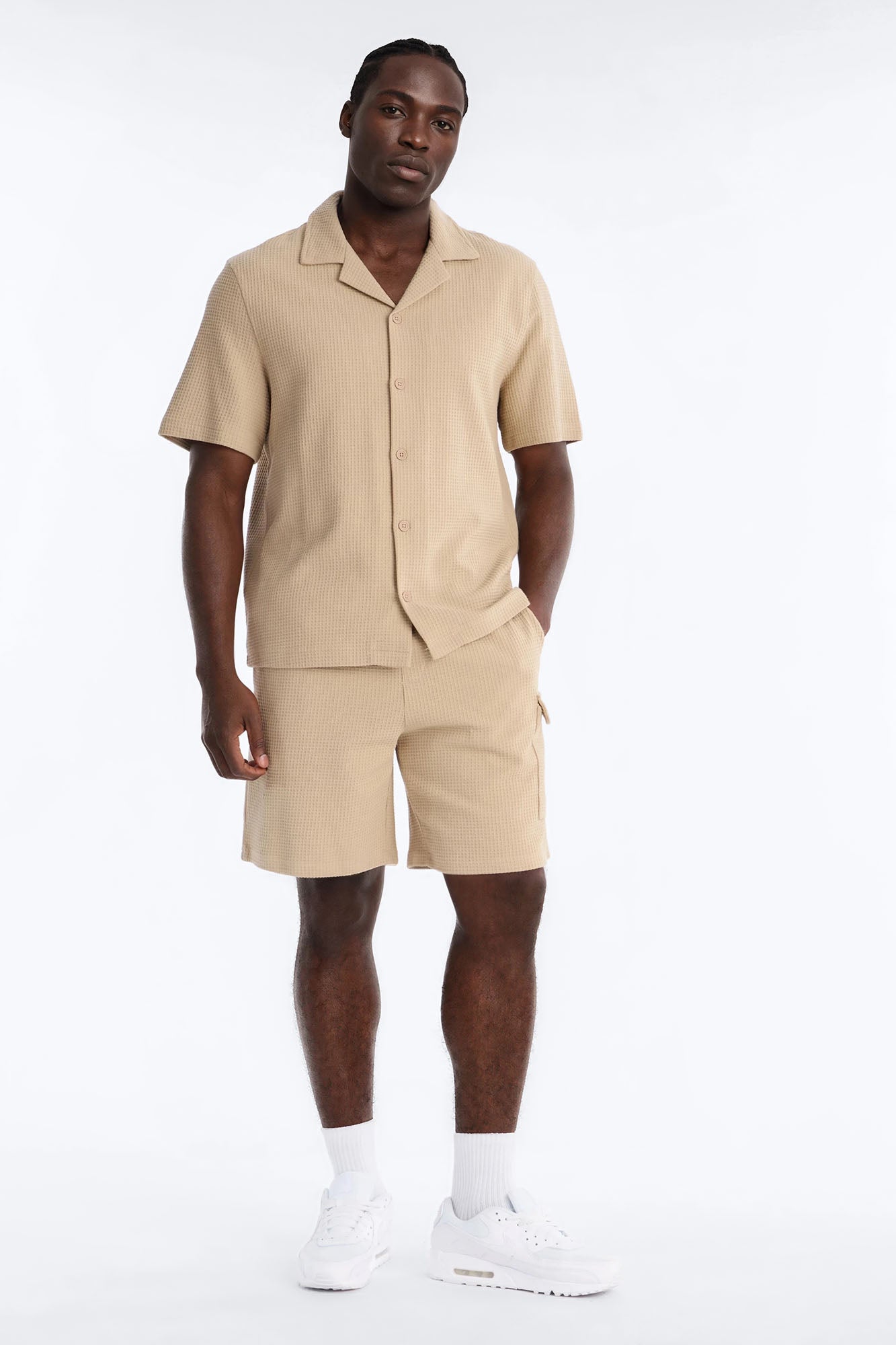 Relaxed Culver City Waffle Knit Short - Stone Fashion Nova