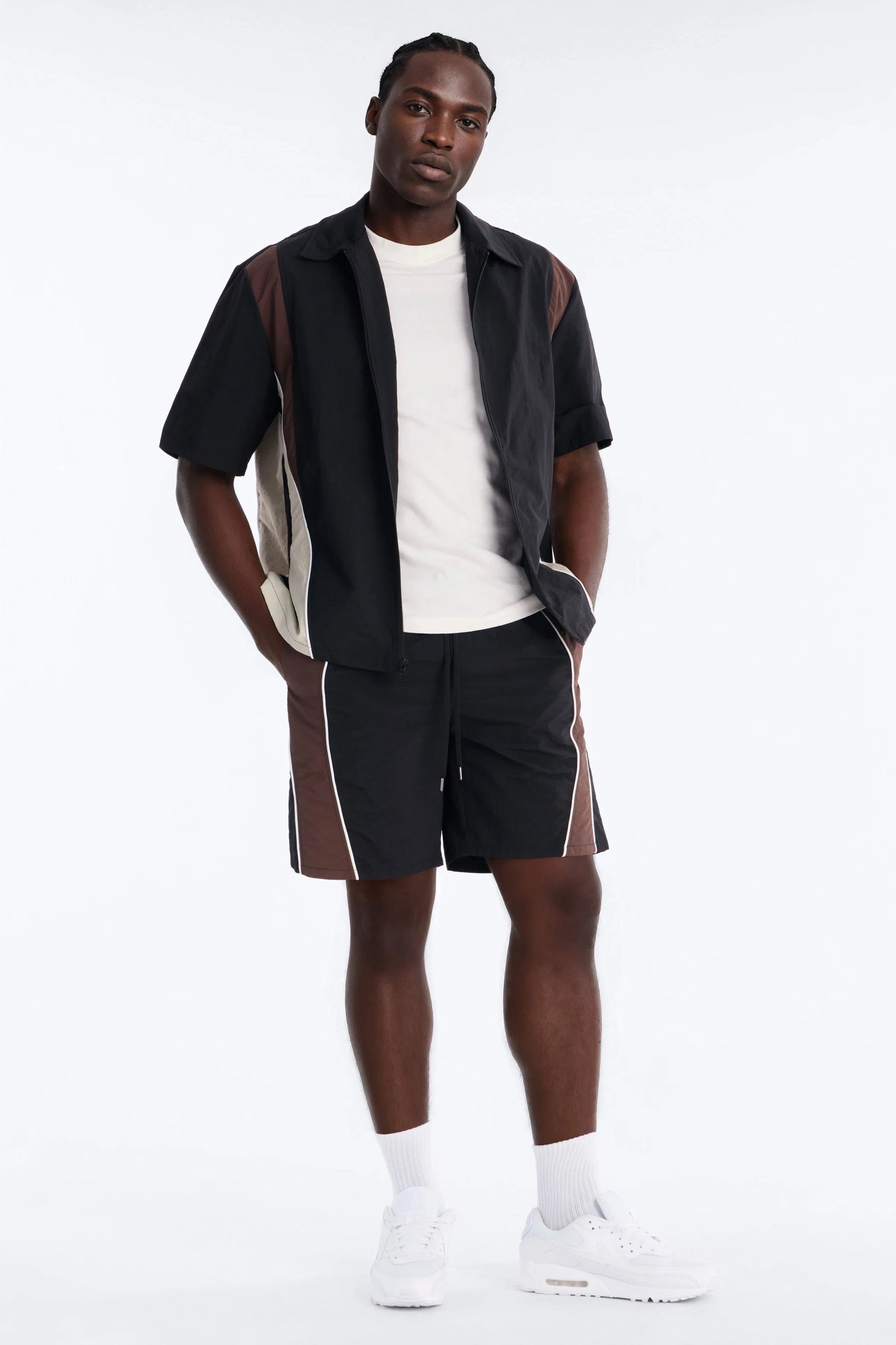 Relaxed Osaka Block Short - Black/Brown Fashion Nova