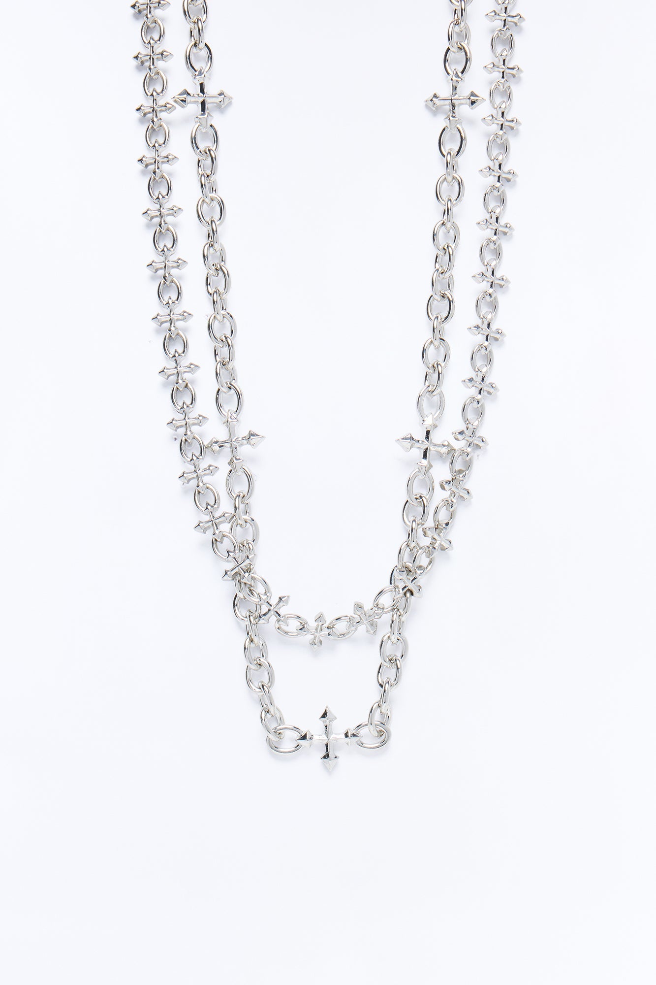 Gothic Cross Necklace Set - Silver Fashion Nova