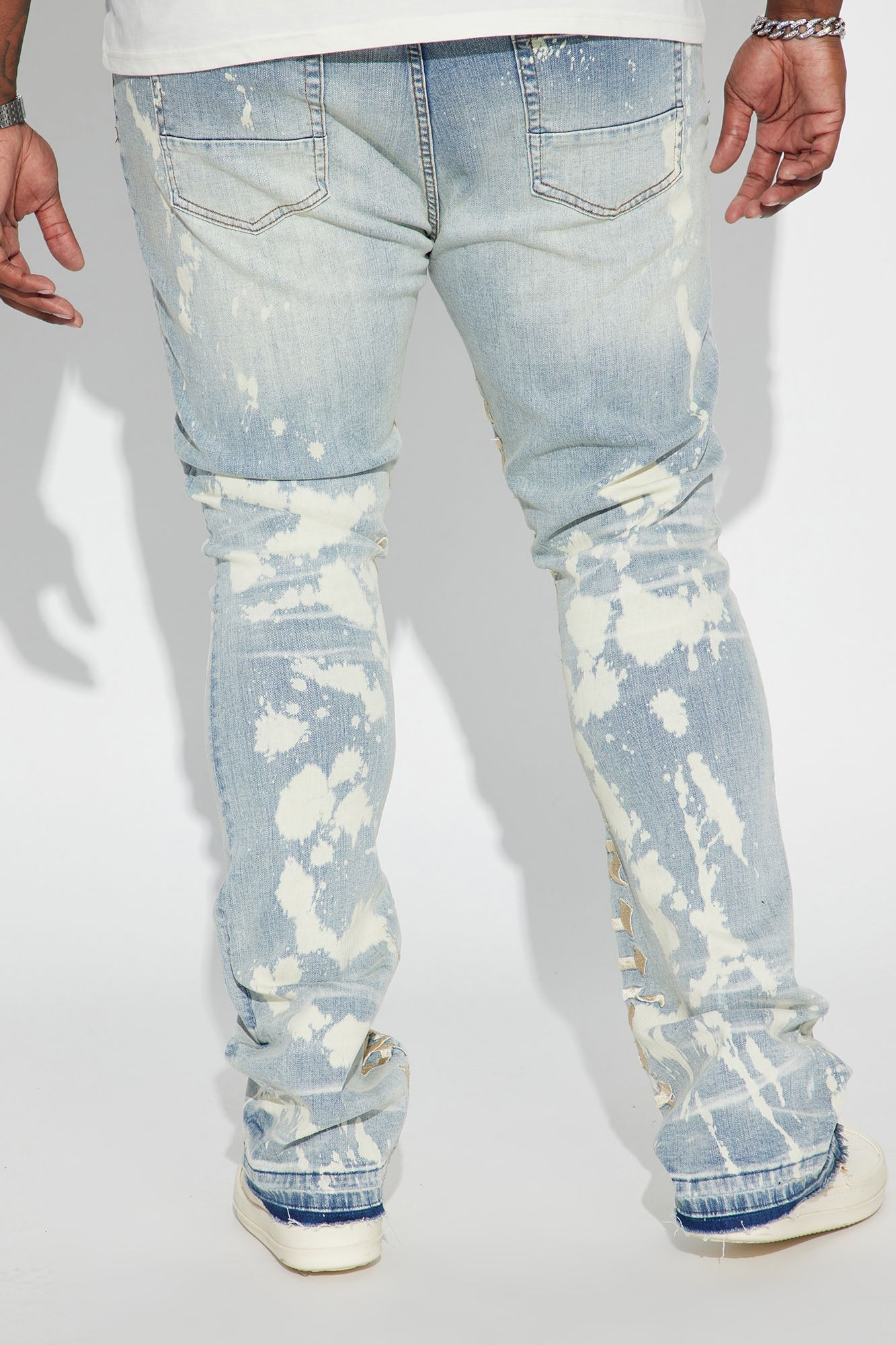 Ruthless Embroidered Stacked Skinny Flare Jeans - Bleach Blue Wash Fashion Nova