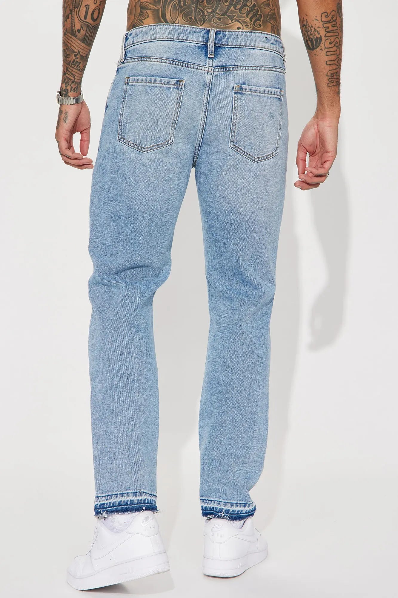 The Individual Ripped Straight Jeans - Medium Blue Wash Fashion Nova