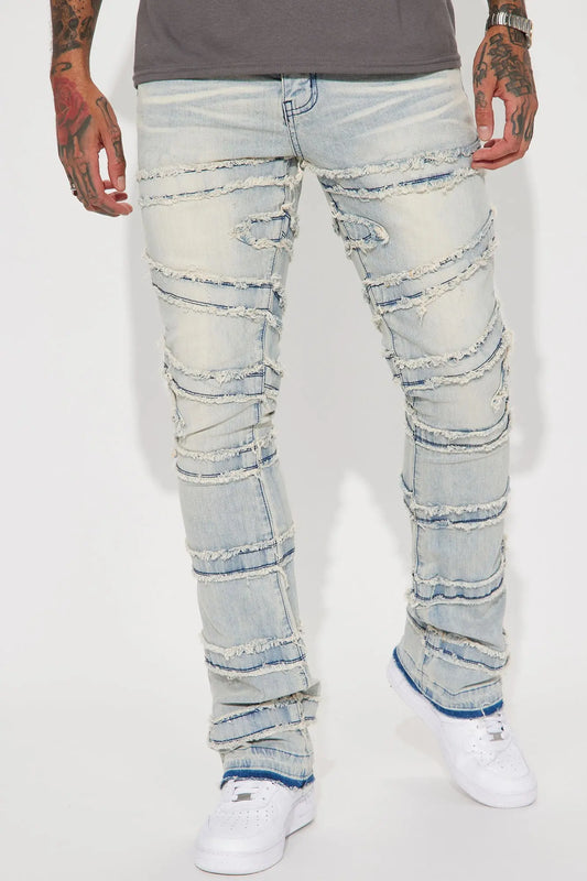 About Fray Stacked Skinny Flare Jeans - Light Wash Fashion Nova