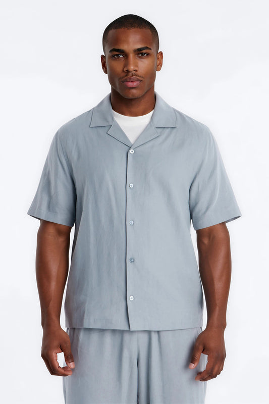 Bahamas Linen Shirt - Slate Blue Fashion Nova