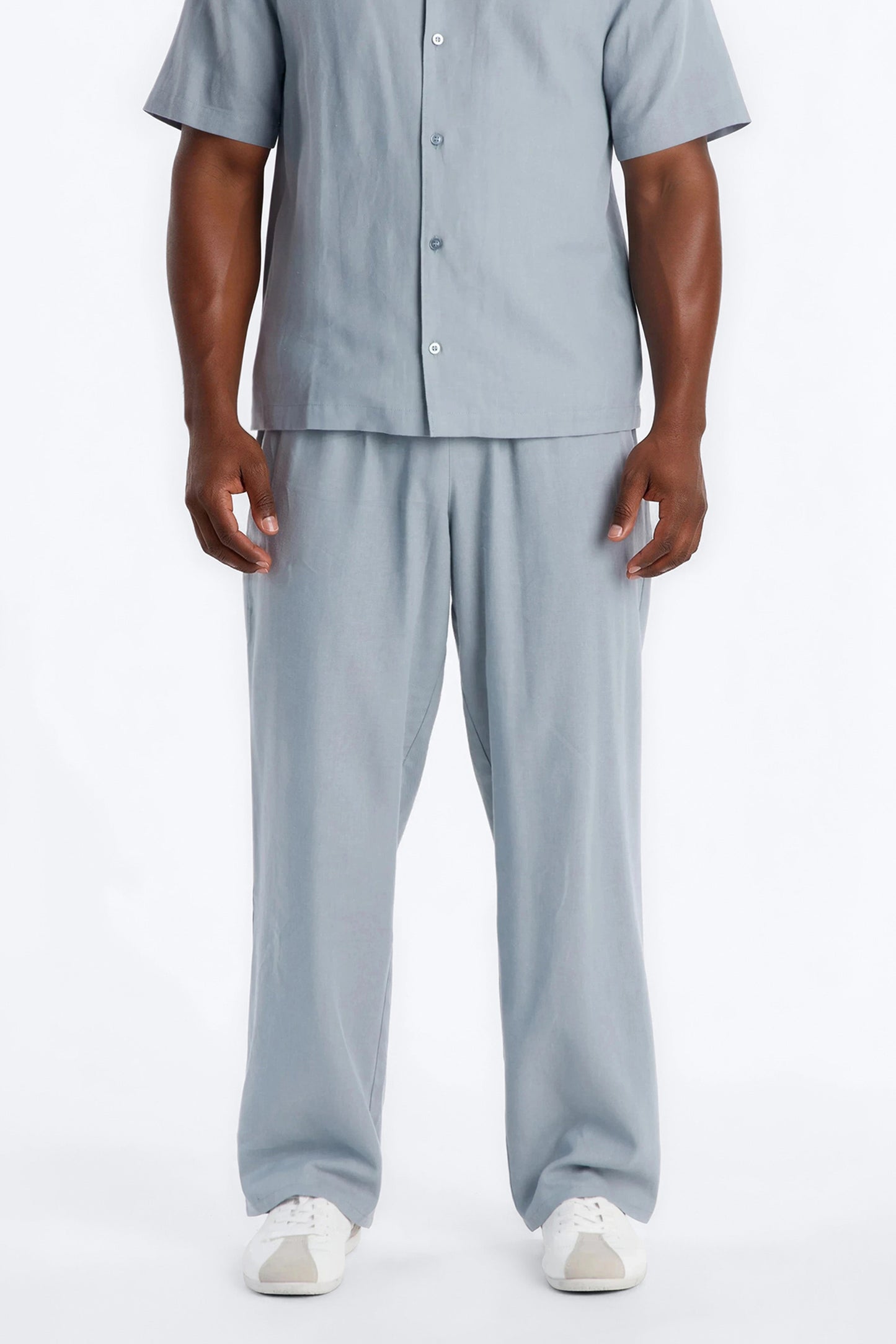 Bahamas Linen Baggy Pull On Pants - Slate Blue Fashion Nova