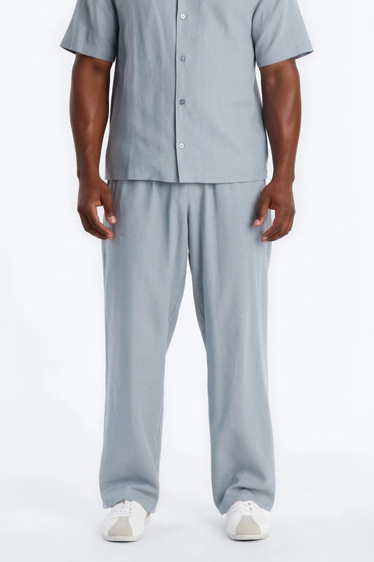 Bahamas Linen Baggy Pull On Pants - Slate Blue Fashion Nova