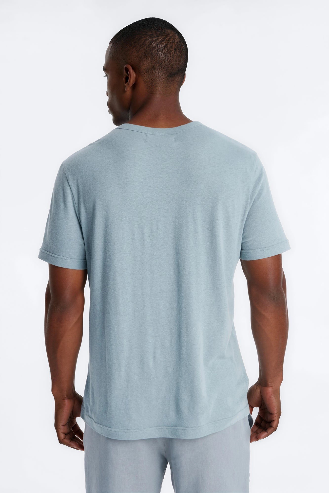 Bahamas Linen Crew Tee - Slate Blue Fashion Nova