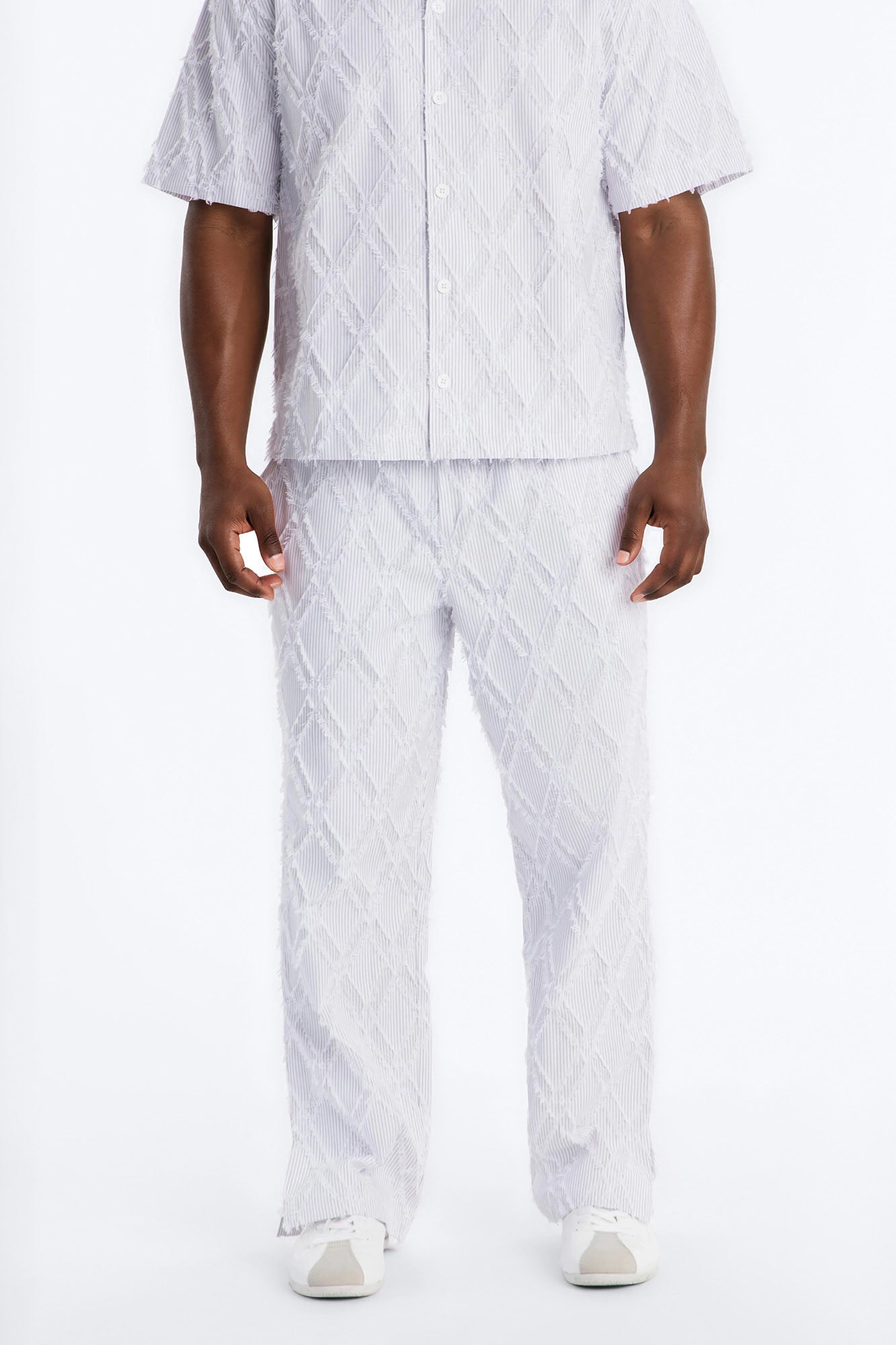Straight Sahara Stripe Pant - White Fashion Nova