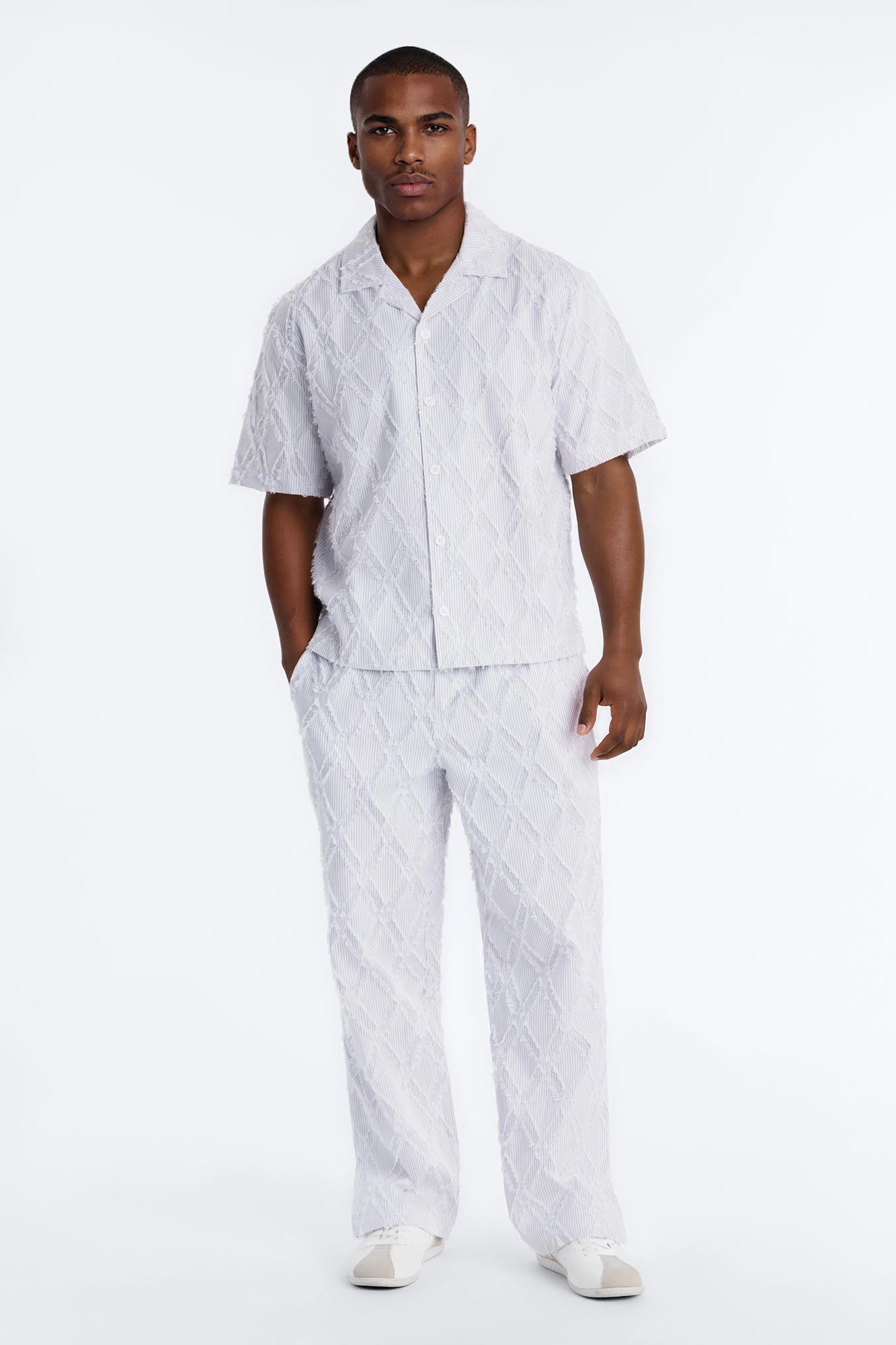 Straight Sahara Stripe Pant - White Fashion Nova