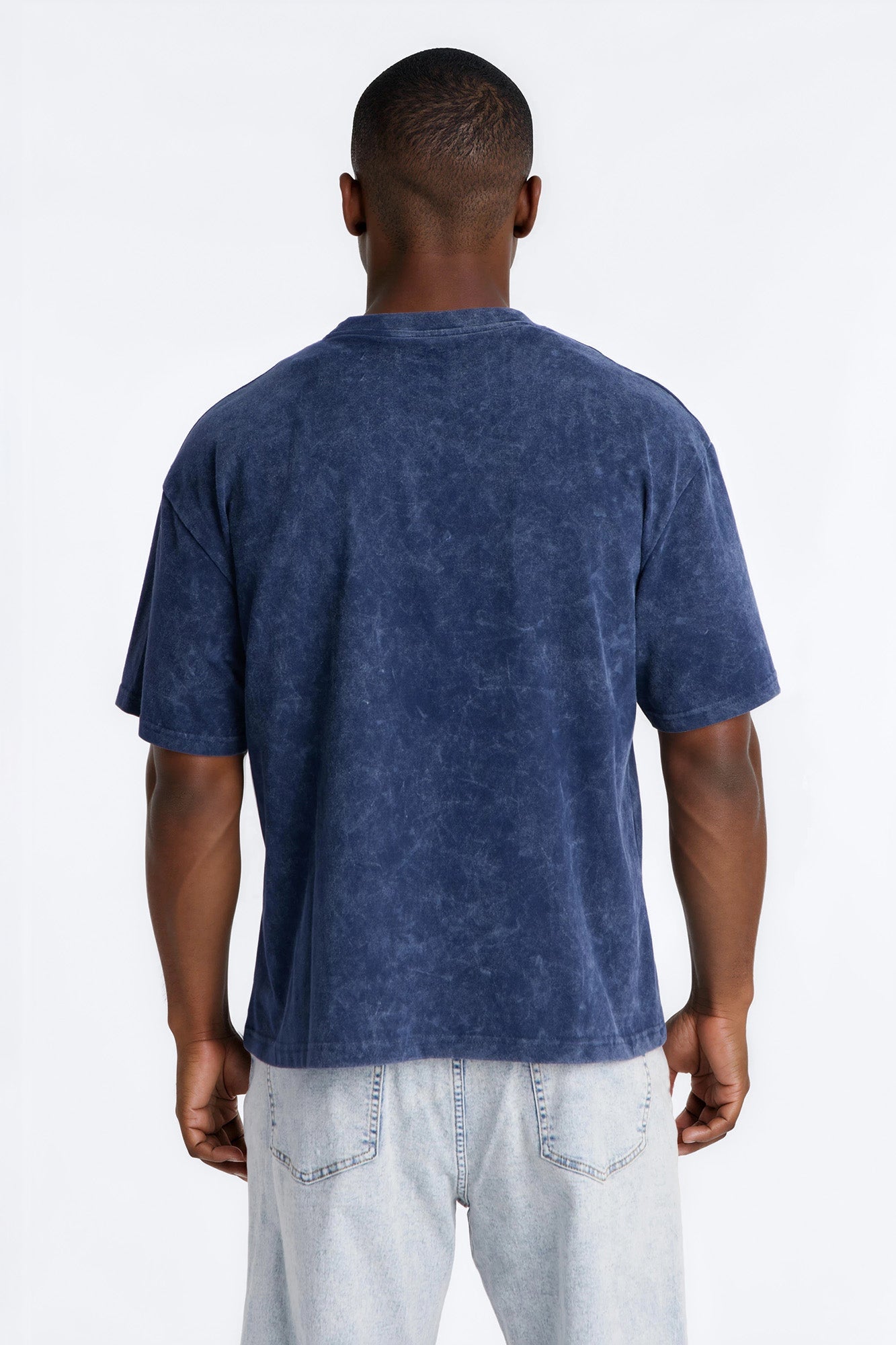 Vincent Van Gogh Starry Night Embroidered Mineral Wash Fleece Tee - Navy Fashion Nova