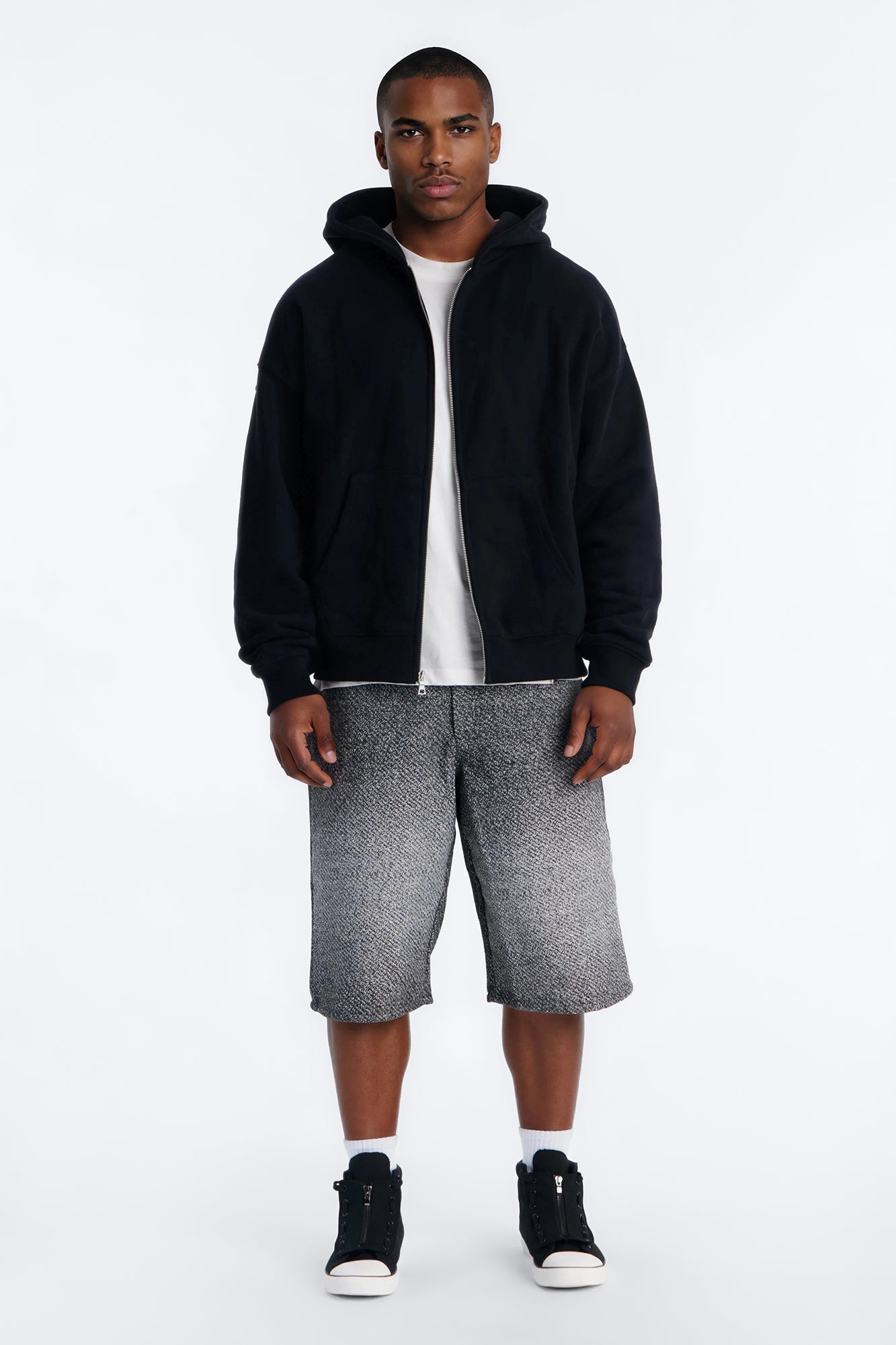 Baggy Tapestry Denim Short - Grey Fashion Nova