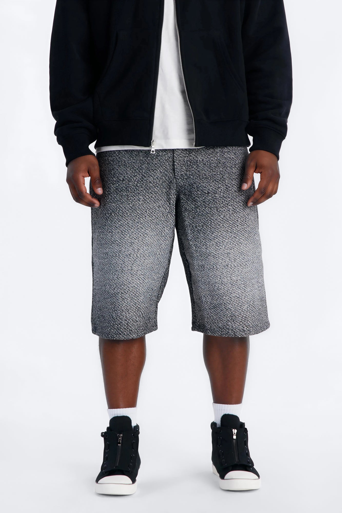 Baggy Tapestry Denim Short - Grey Fashion Nova