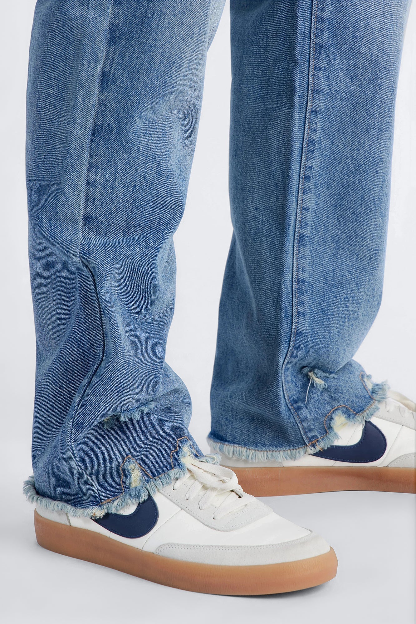 Straight Raw Edge Jean - Medium Blue Wash Fashion Nova