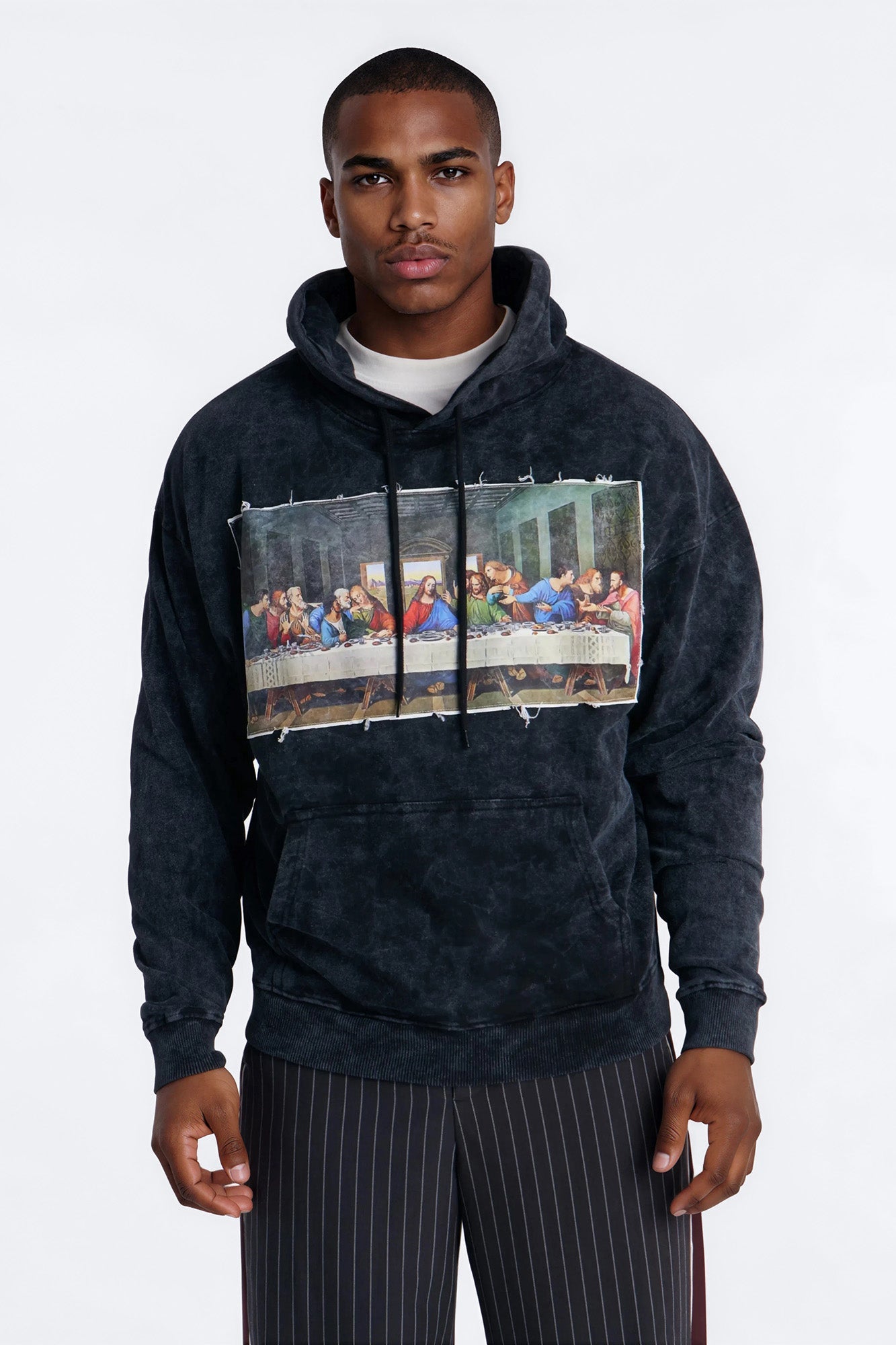Last Supper Mineral Wash Hoodie - Black Wash Fashion Nova