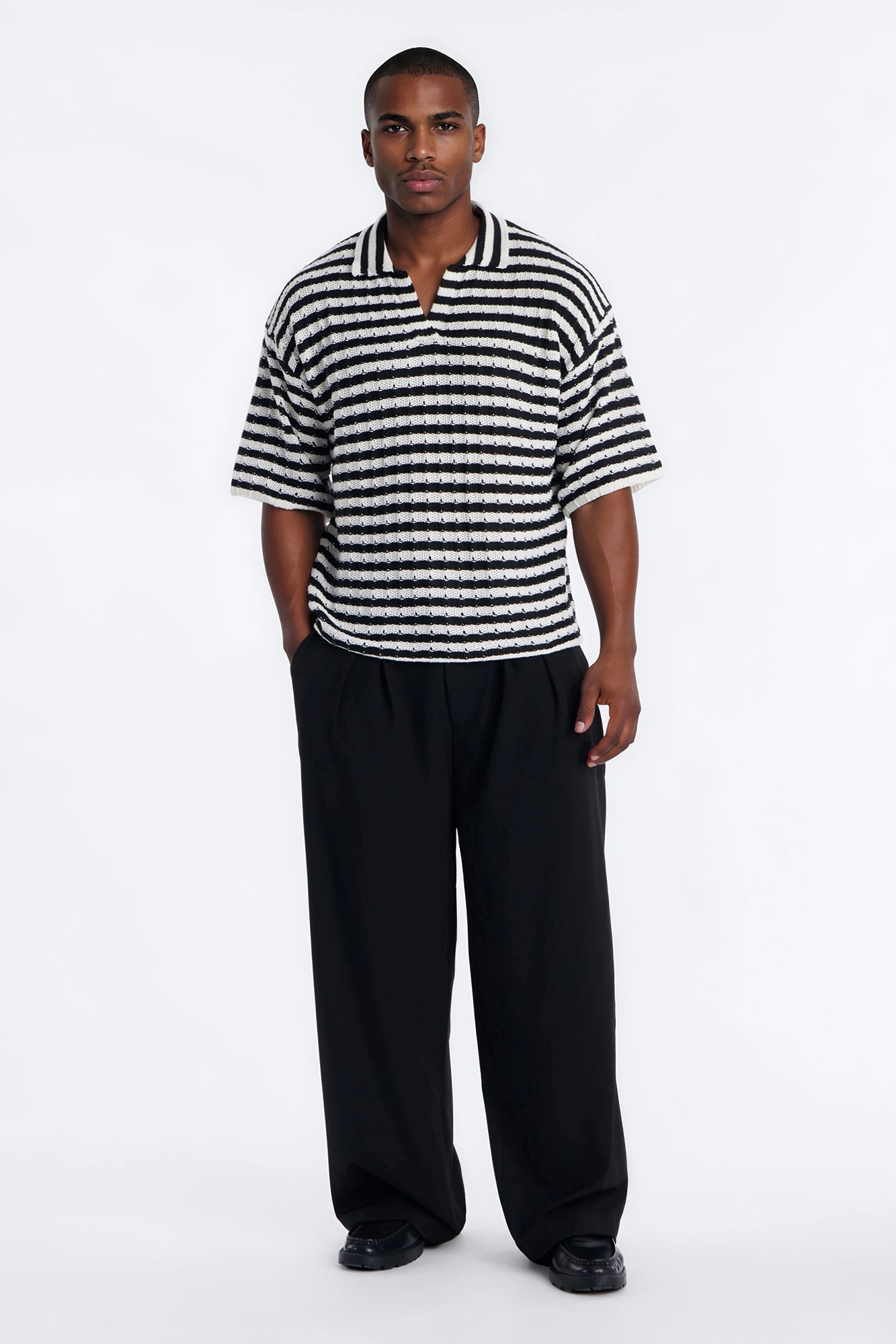 Relaxed Regatta Stripe Polo - Black Fashion Nova