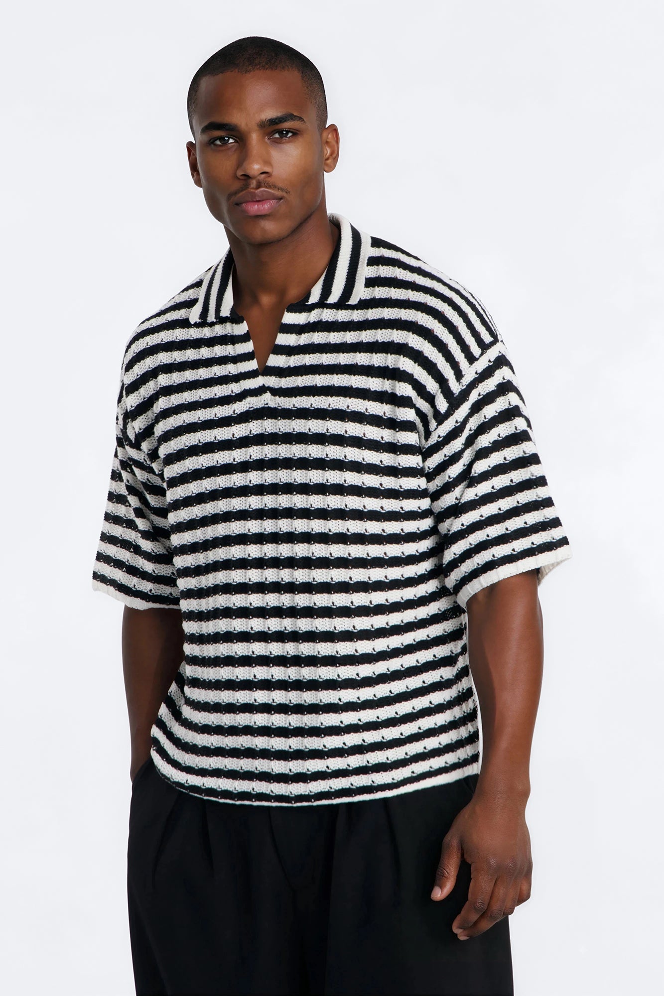 Relaxed Regatta Stripe Polo - Black Fashion Nova