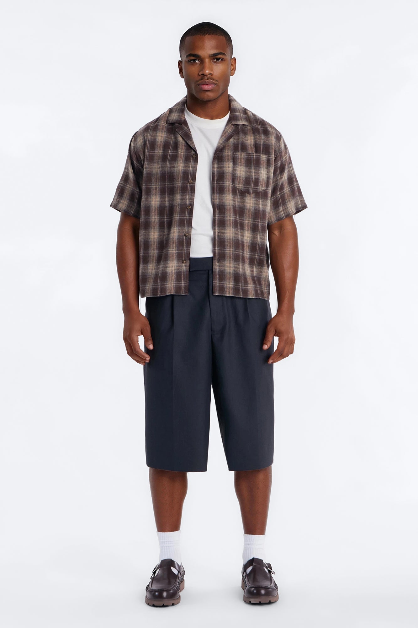 Your Weekend Plaid Cuban Collar Button Up Shirt - Brown Fashion Nova